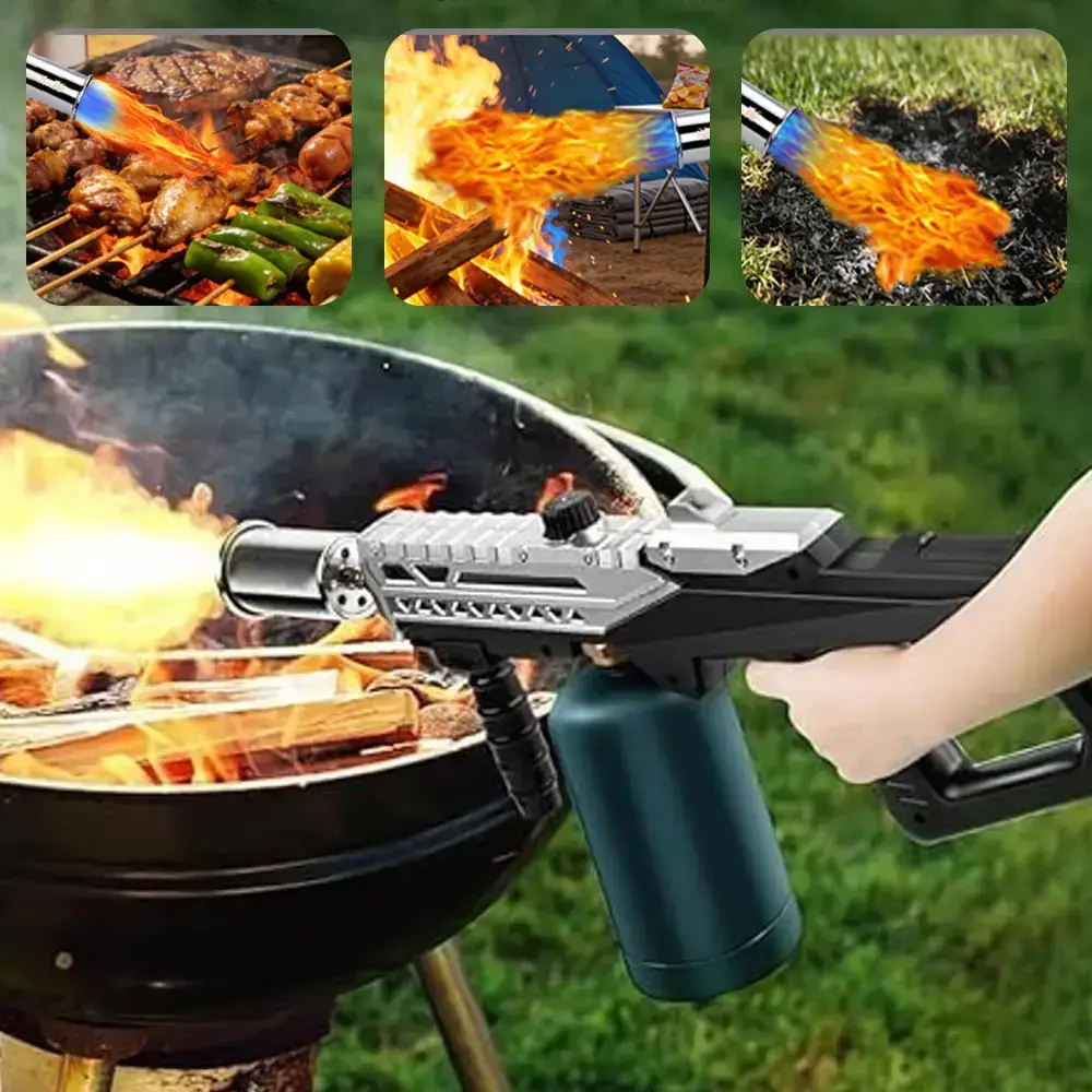 Propane Torch Gun, Kitchen Grill Torch with Detachable Design, Adjustable Flame Torch for Searing Steak, BBQ, Welding, Camping Charcoal(Tank Not Included)