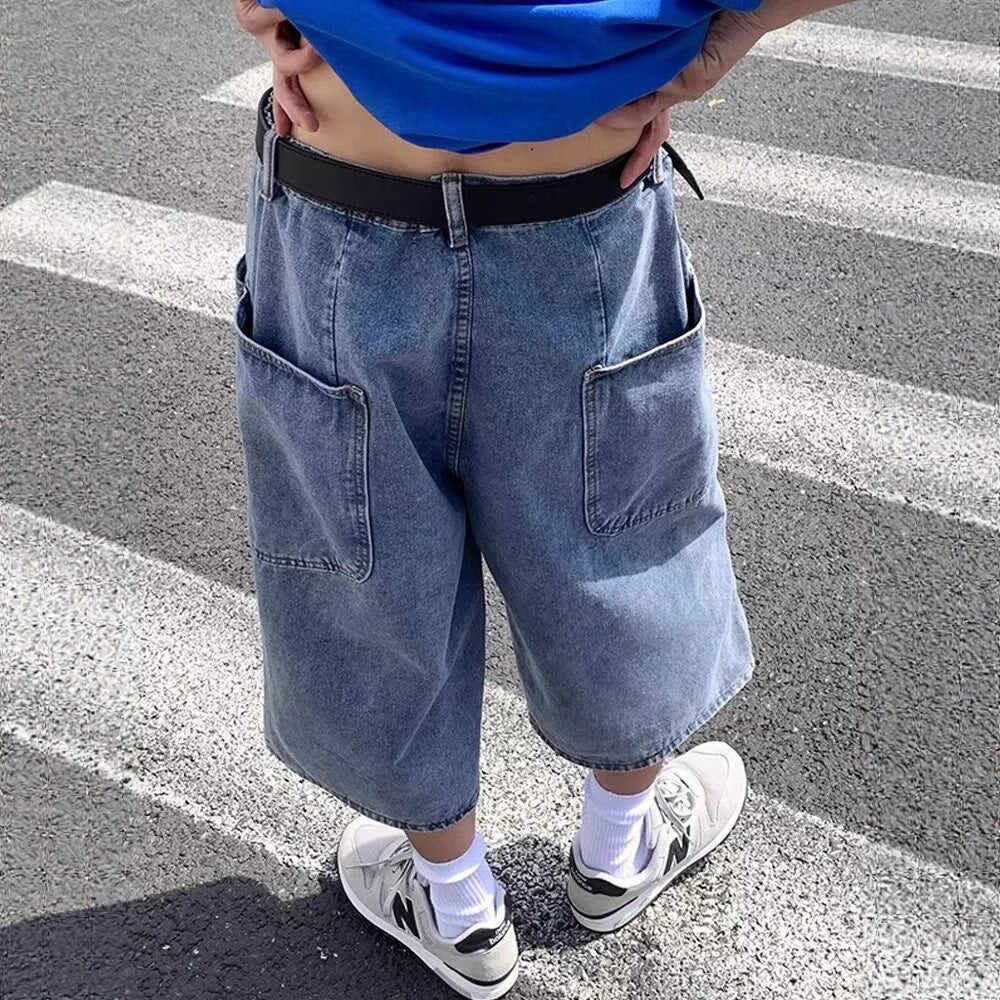Washed Denim Shorts Men's Thin Pirate Shorts