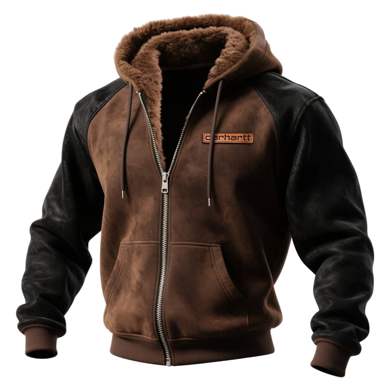 Men's Retro Casual Suede Fur Collar Hooded Zipper Cardigan
