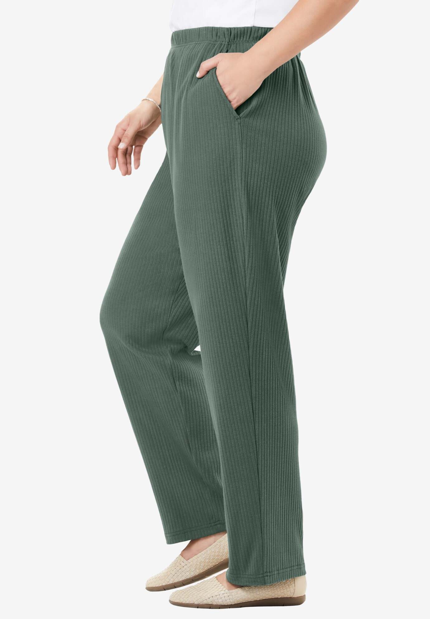 7-Day Knit Ribbed Straight Leg Pant