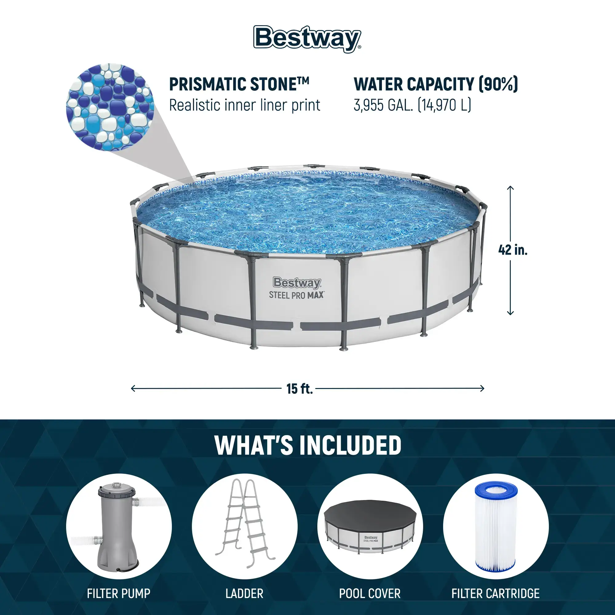 Bestway Steel Pro MAX Round Above Ground Swimming Pool Outdoor