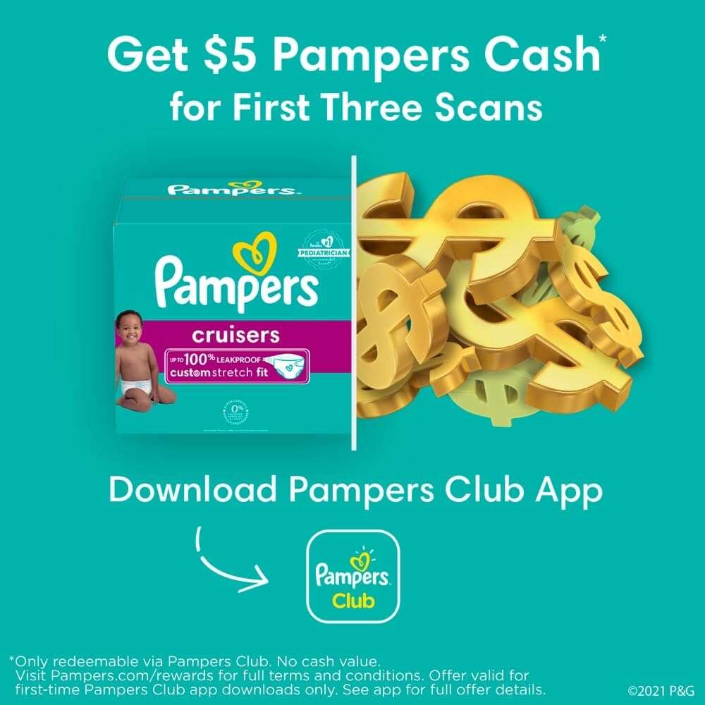Pampers Cruisers Diapers - Size 5, One Month Supply (128 Count), Disposable Active Baby Diapers with Custom Stretch