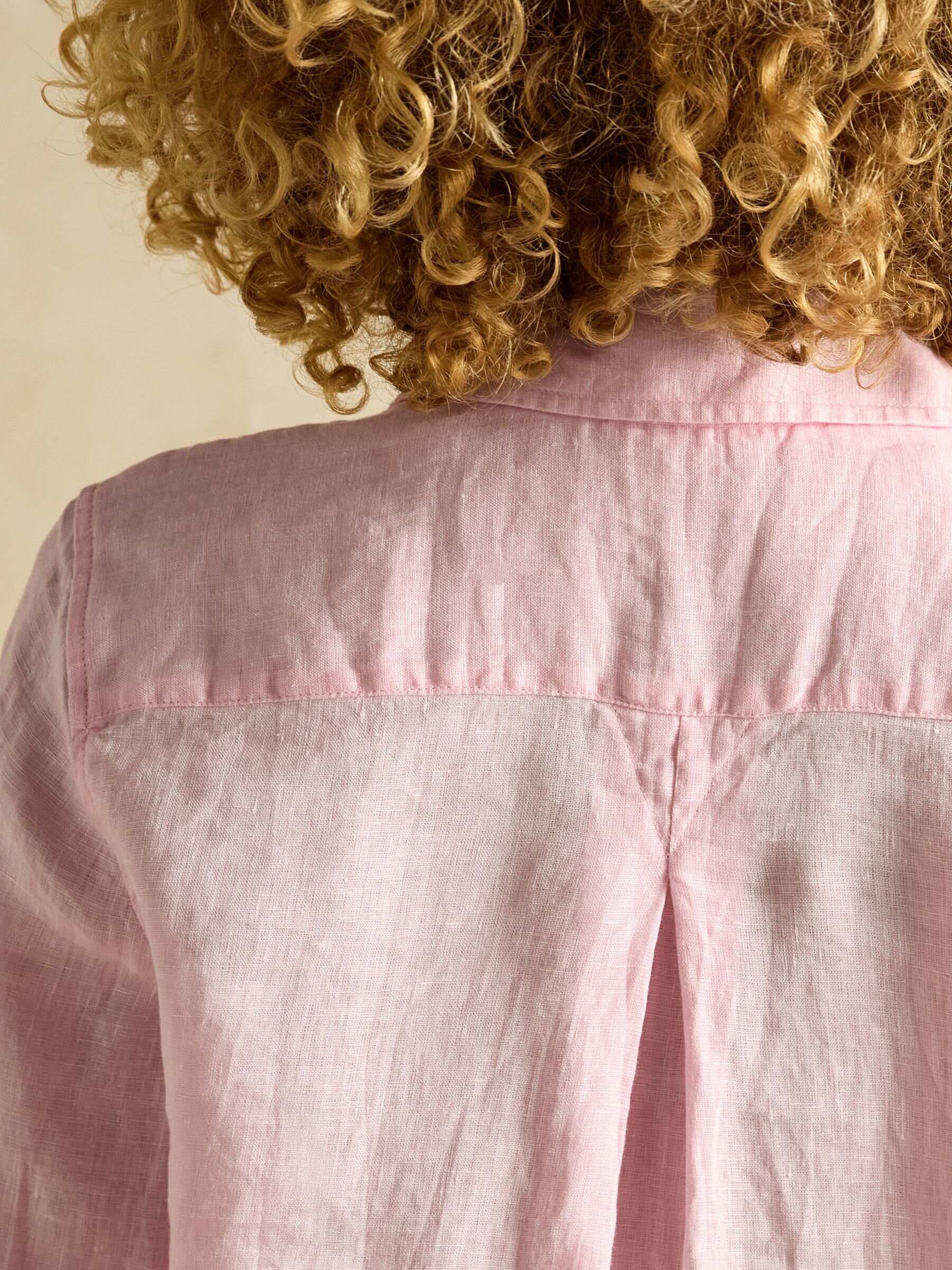 Selene Light Brown Stripe 100% Linen Shirt