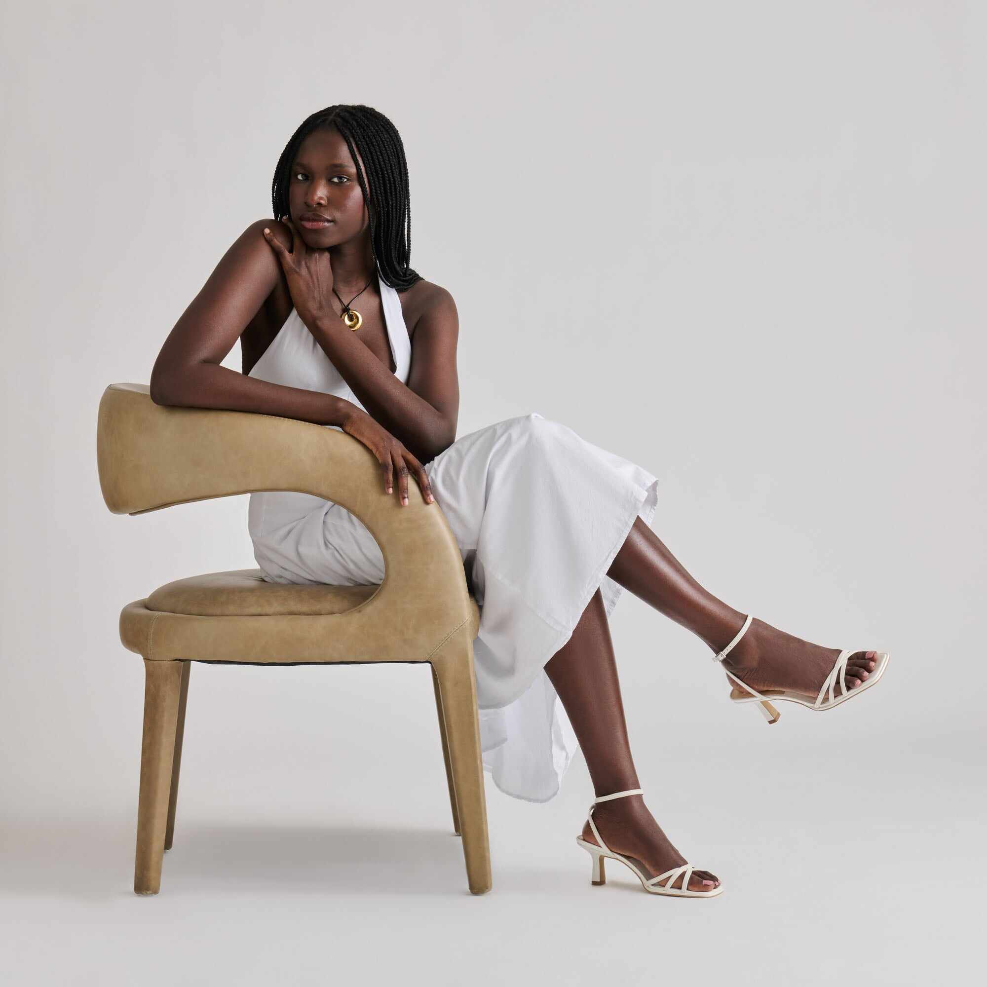 MANJI HEELS TRUE WHITE LEATHER