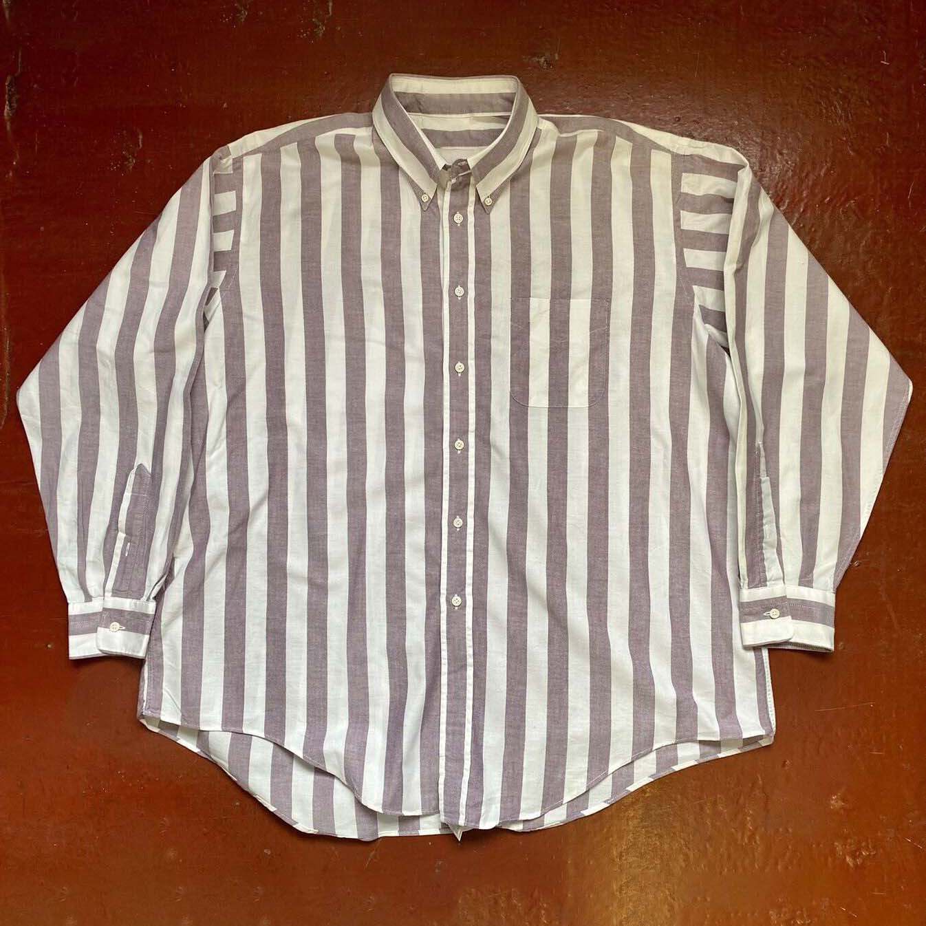 Men's Western Fashion Brown and White Striped Long Sleeve Shirt