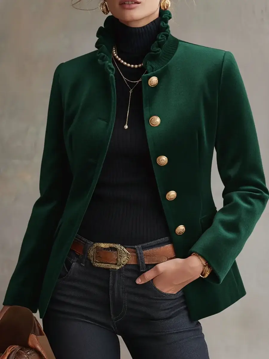 🔥Summer Arrivals🌟Women's Vintage Velvet Gold Button Jacket