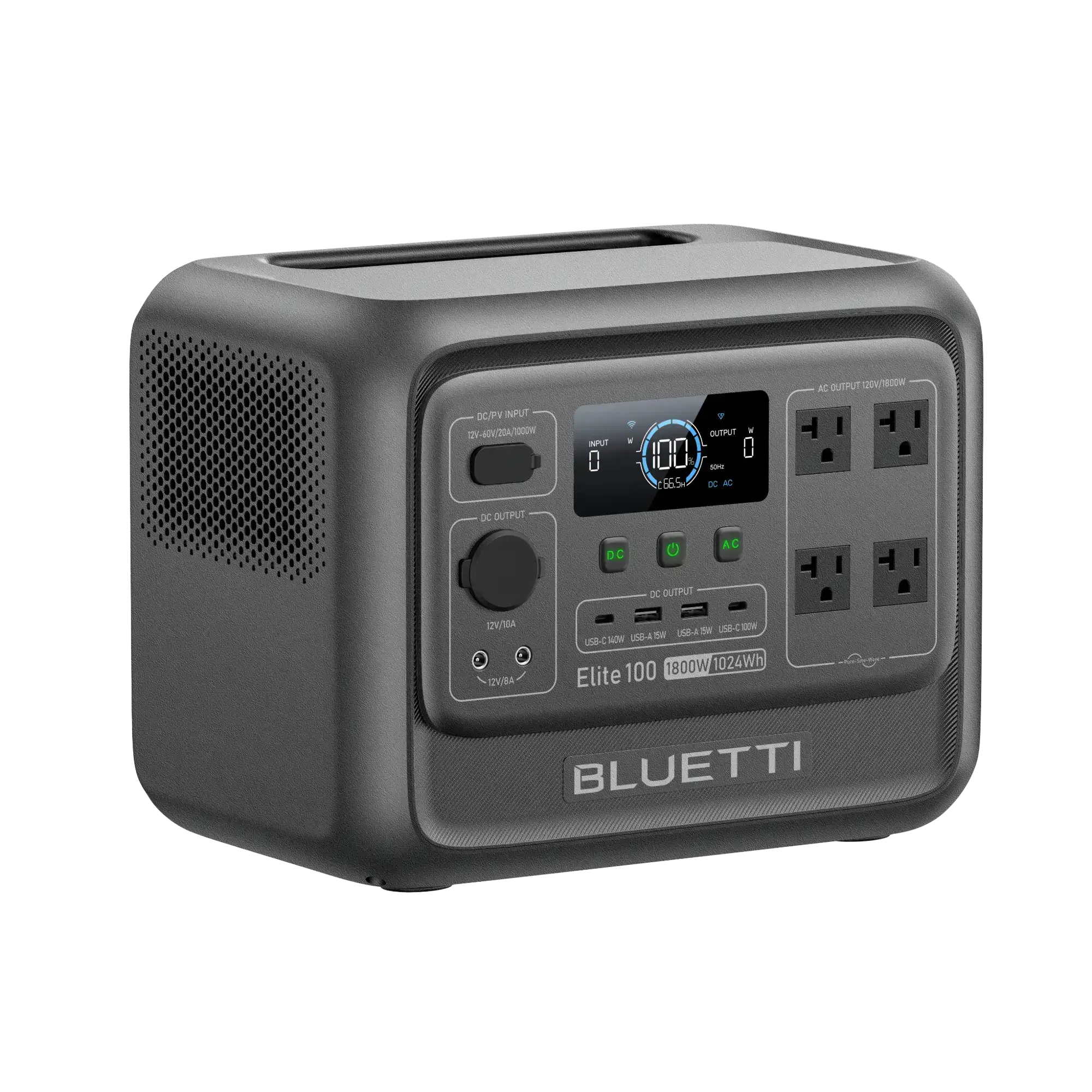 Elite 100 V2 1024Wh Portable Power Station, LiFePO4 Battery Solar Generator w/ 4 1800W AC Outlets (3600W Surge) Backup, 35% Smaller for Camping, Outages (Solar Panel Optional)