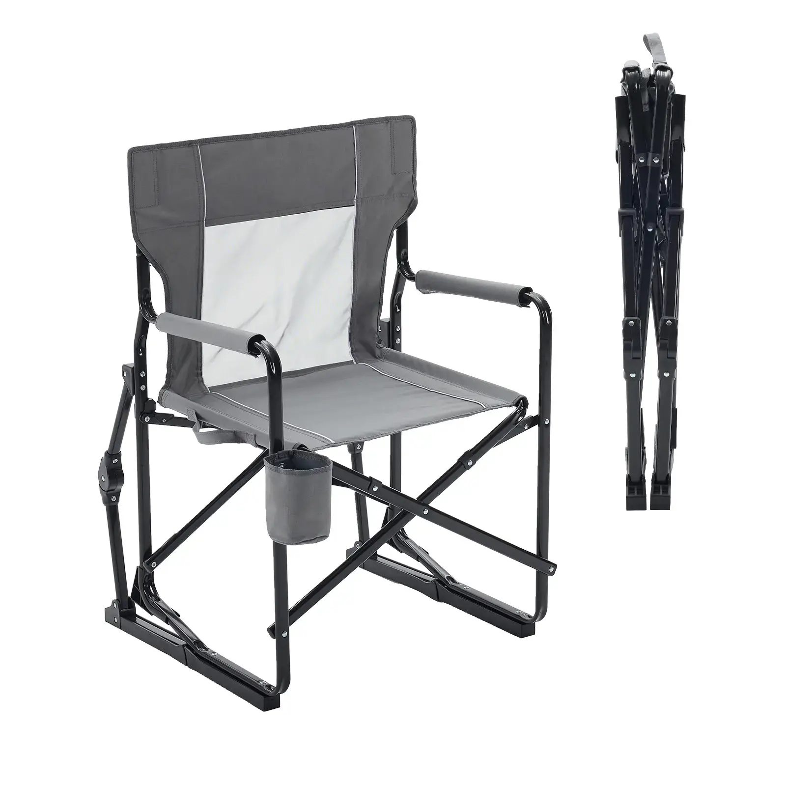 Rocker ,Folding Camping Chair, Padded High Back, Adjustable Lumbar Support, Extra Wide for Adults, 5000 LBS Steel Frame, Portable Outdoor