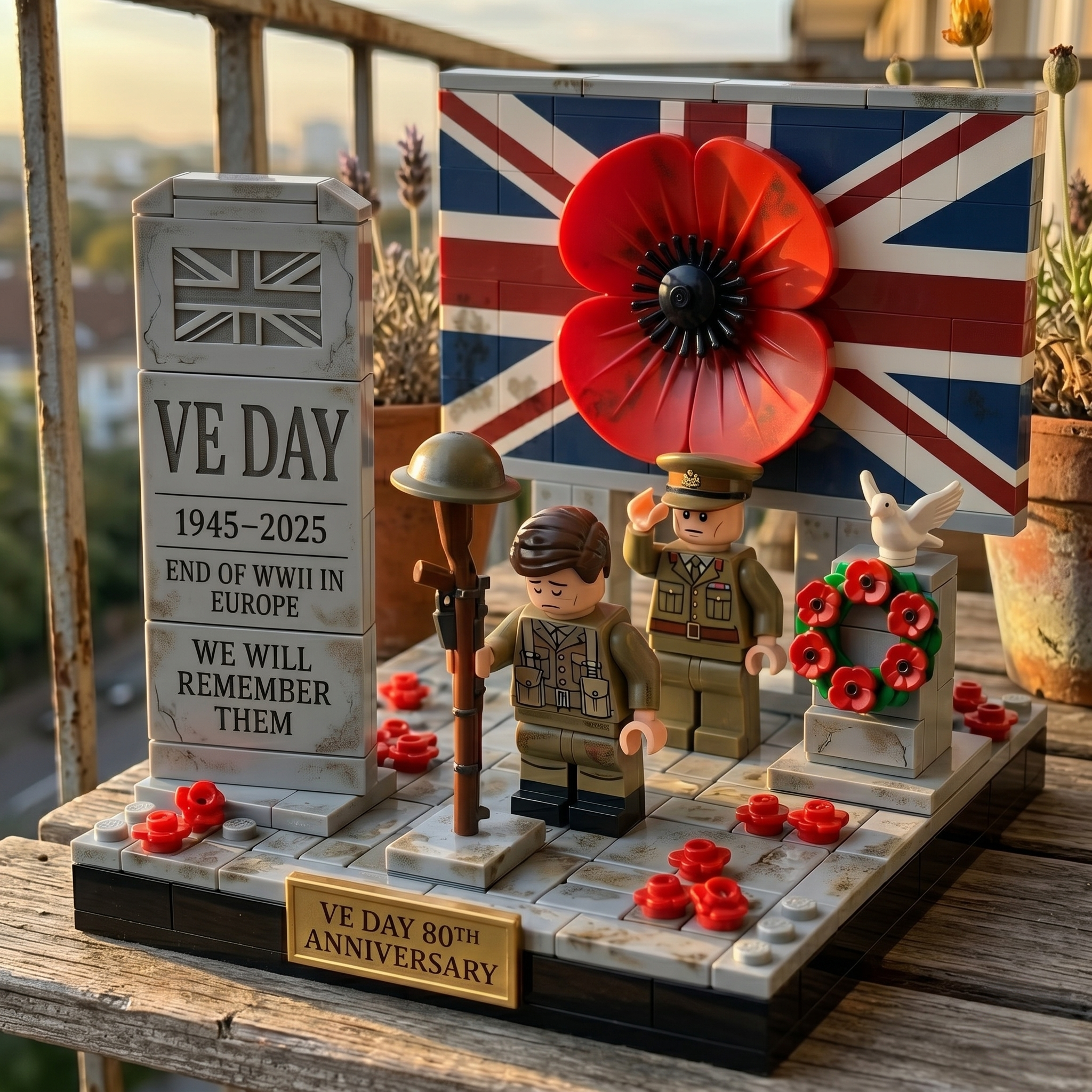 WWII VE Day 80 Years Remembrance Brick Set Poppy Memorial Limited Collector Edition