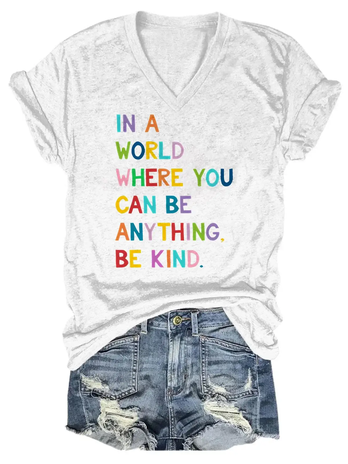 In A World Where You Can Be Anything Be Kind Autism Awareness Casual Print T-shirt