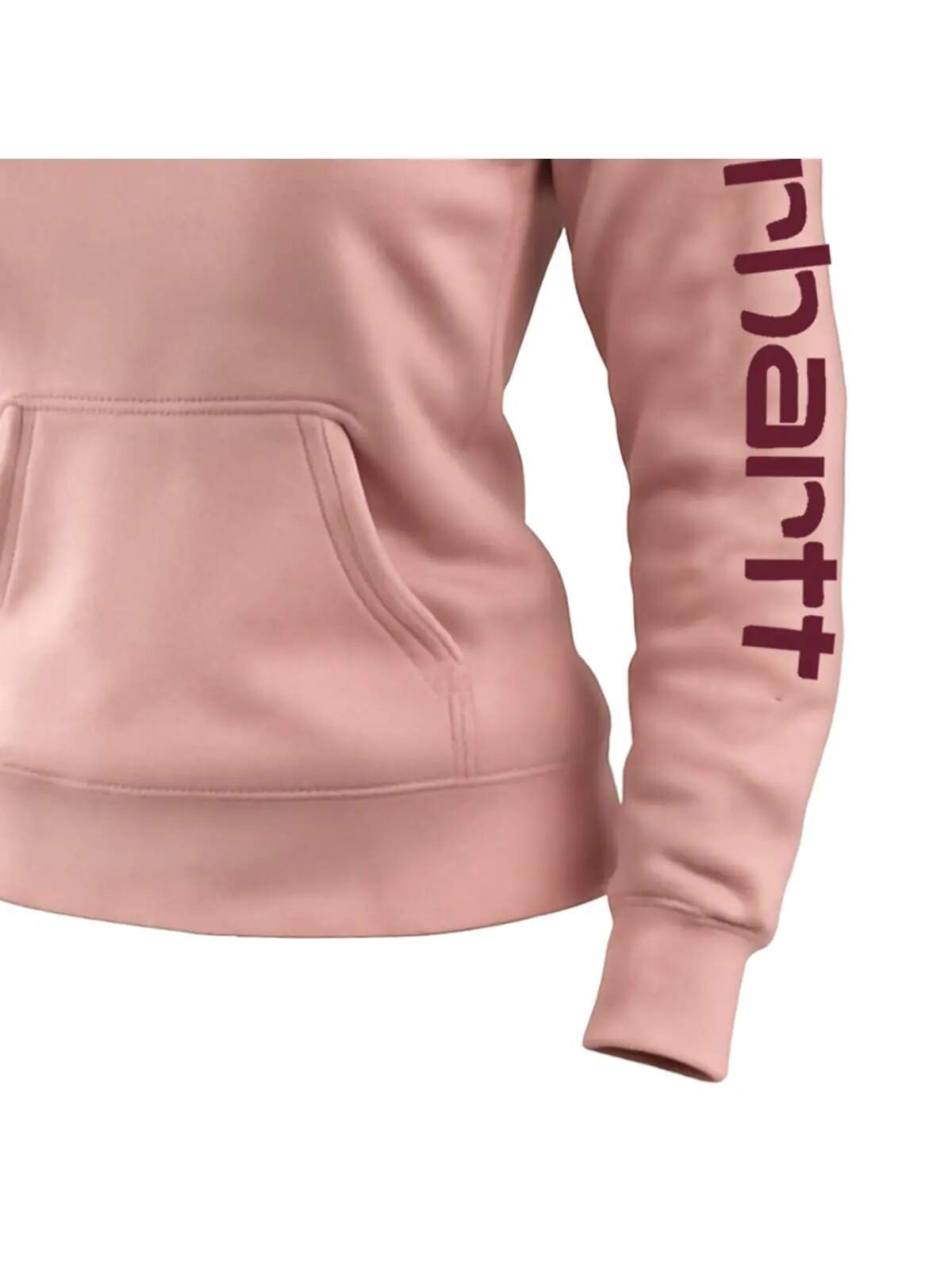 Women's Vintage Western Cowboy Letter Logo Print Pocket Long Sleeve Pink Hoodie