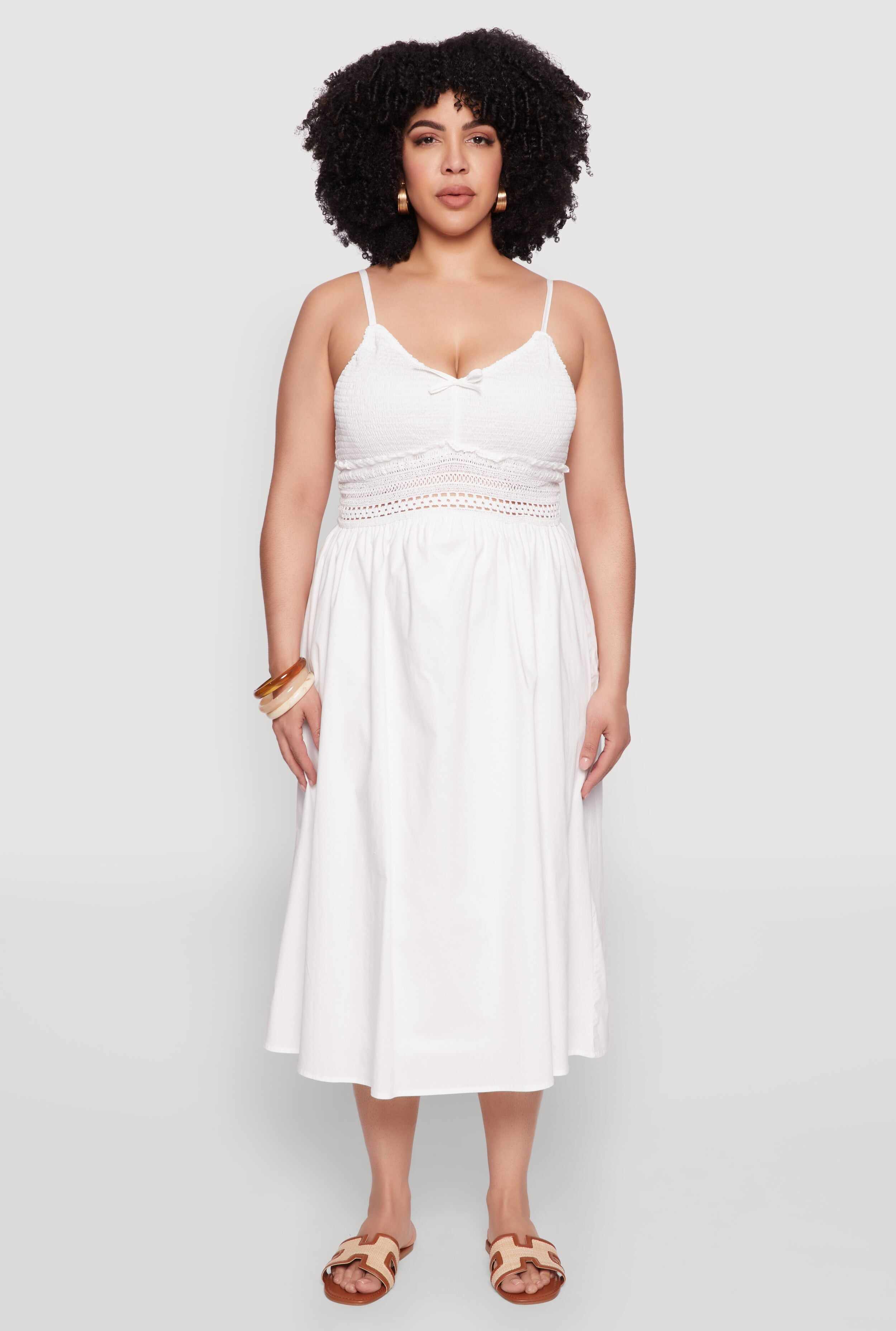 Plus Size Almost Famous Crochet Empire Waist Midi Dress