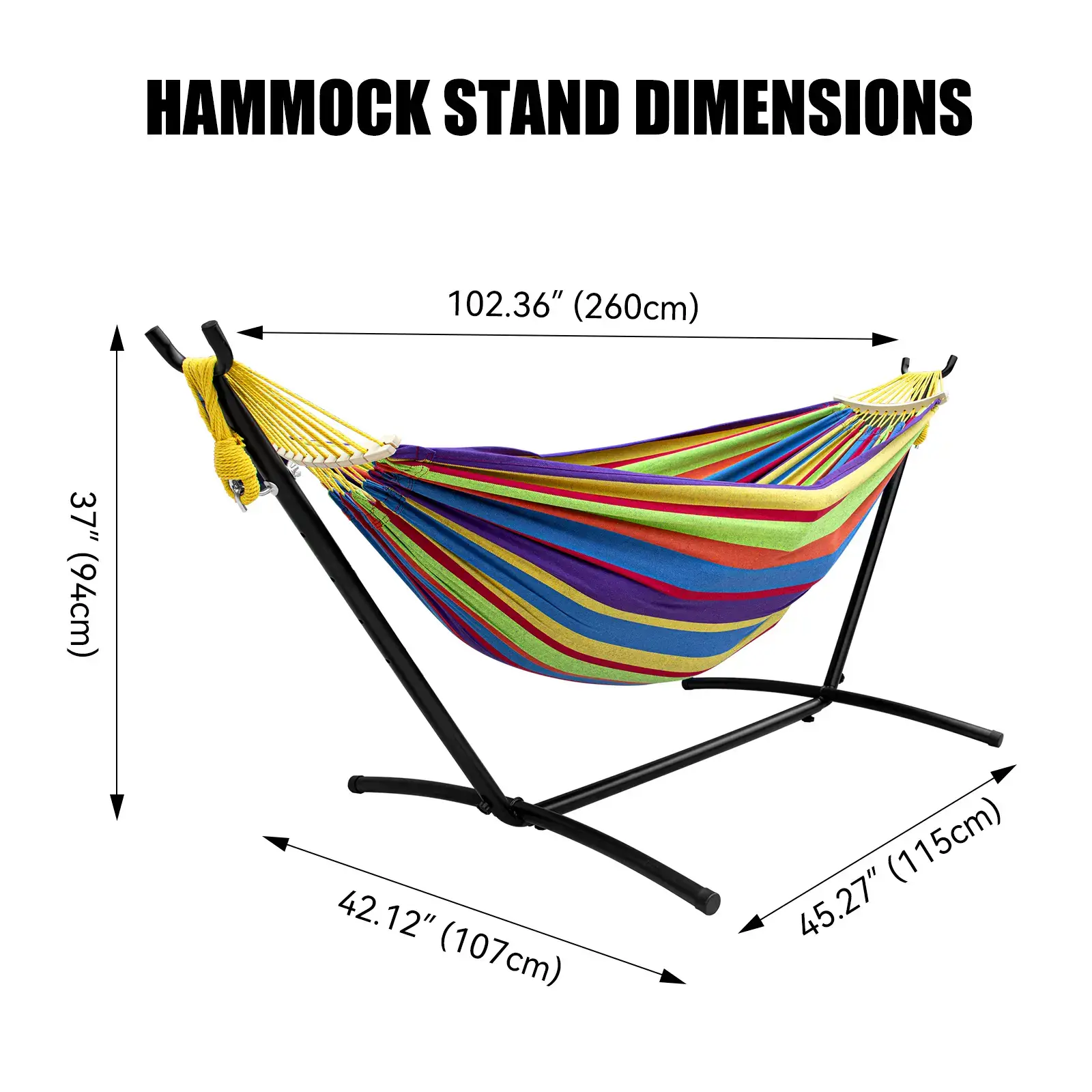 Hammock with Heavy Duty Steel Stand, 450lb Weight Capacity, Carry Bag & Anti-Roll Balance Beams Included