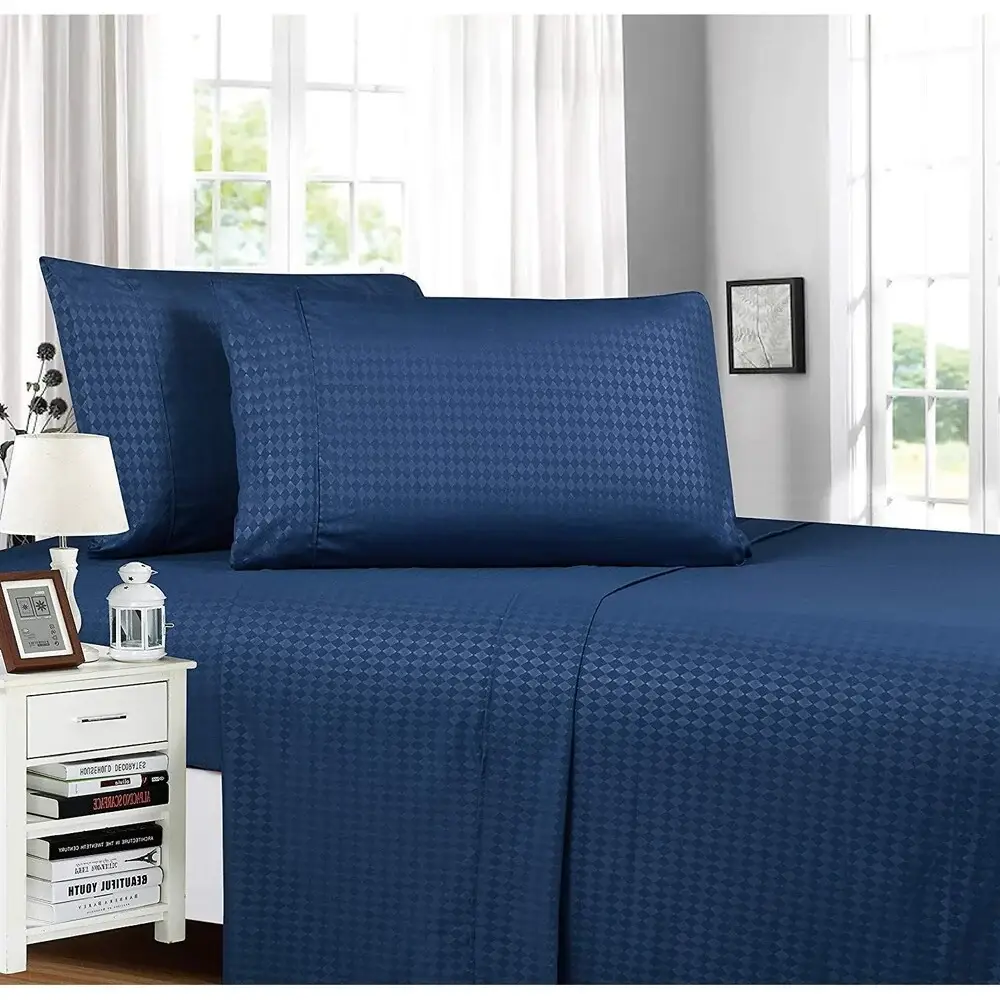 Elegant Comfort Diamond Embossed 4-Piece Bed Sheet & Pillowcase Set