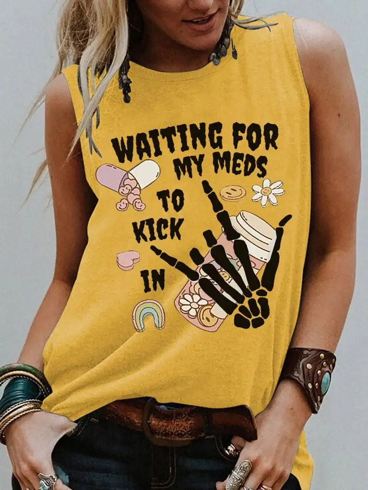 Women's Mental Health Awareness Rock Print Cotton Tank Top