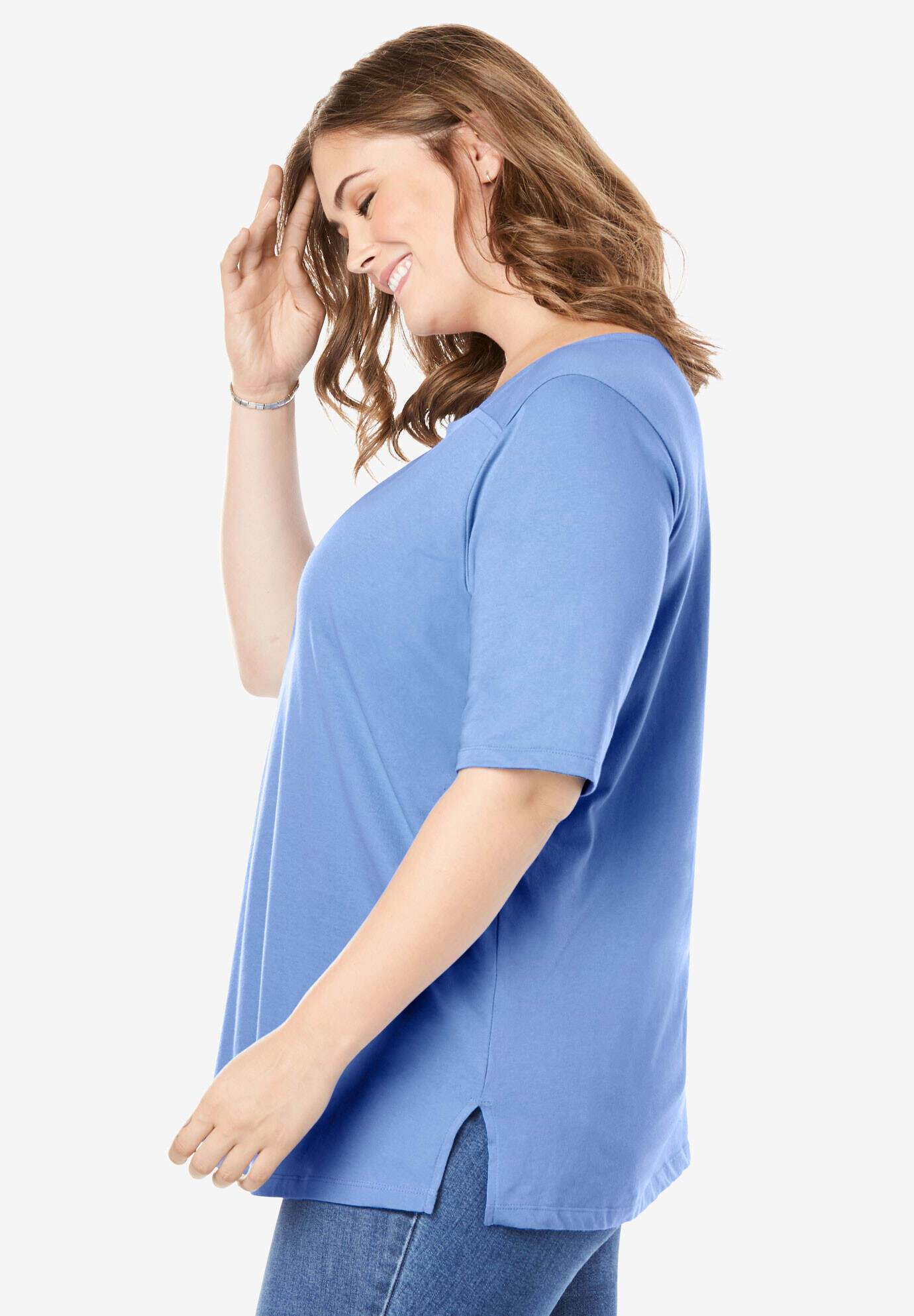 Perfect Elbow-Sleeve Square-Neck Tee