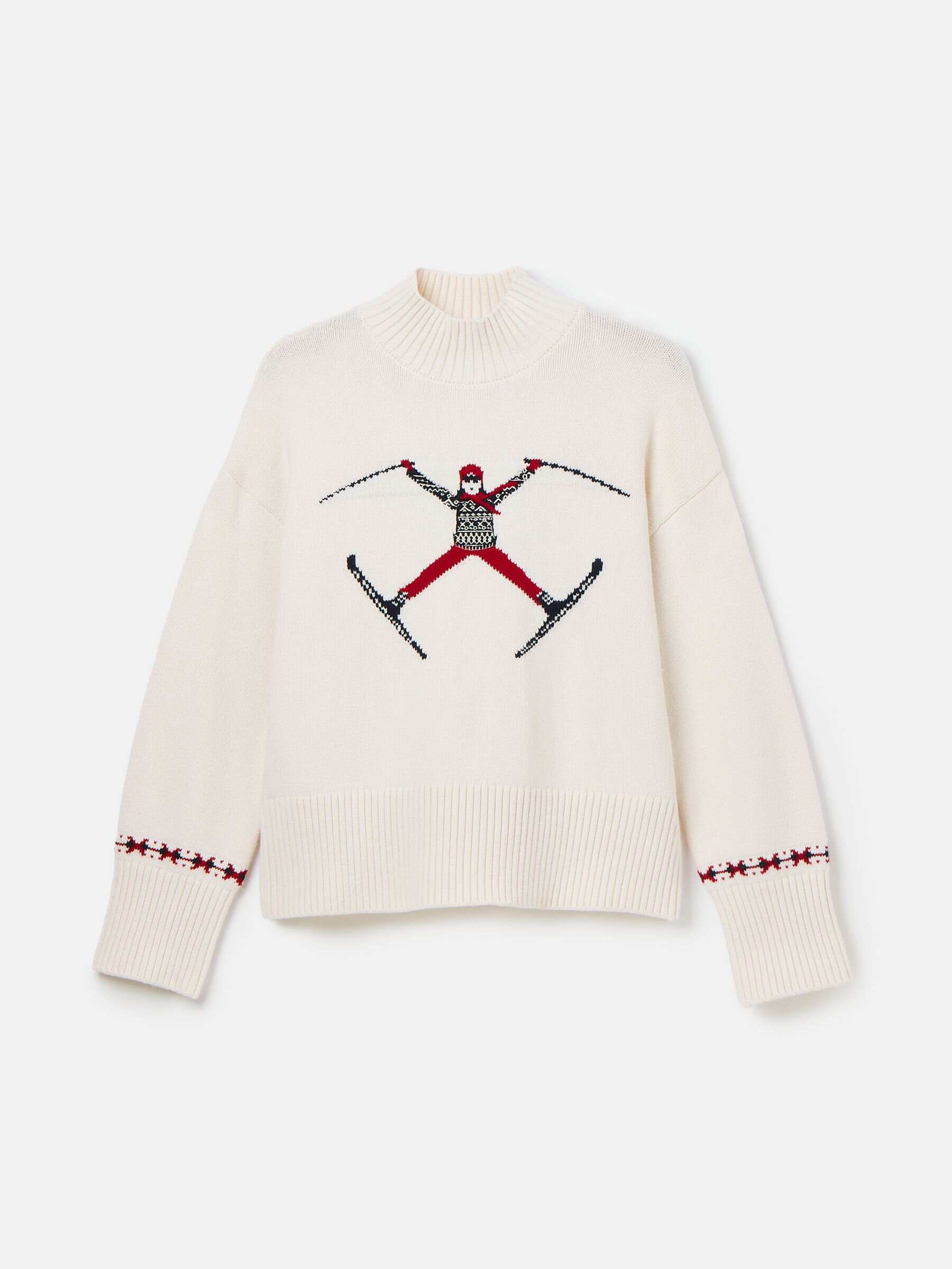 Abigail Cream High Neck Intarsia Ski Jumper