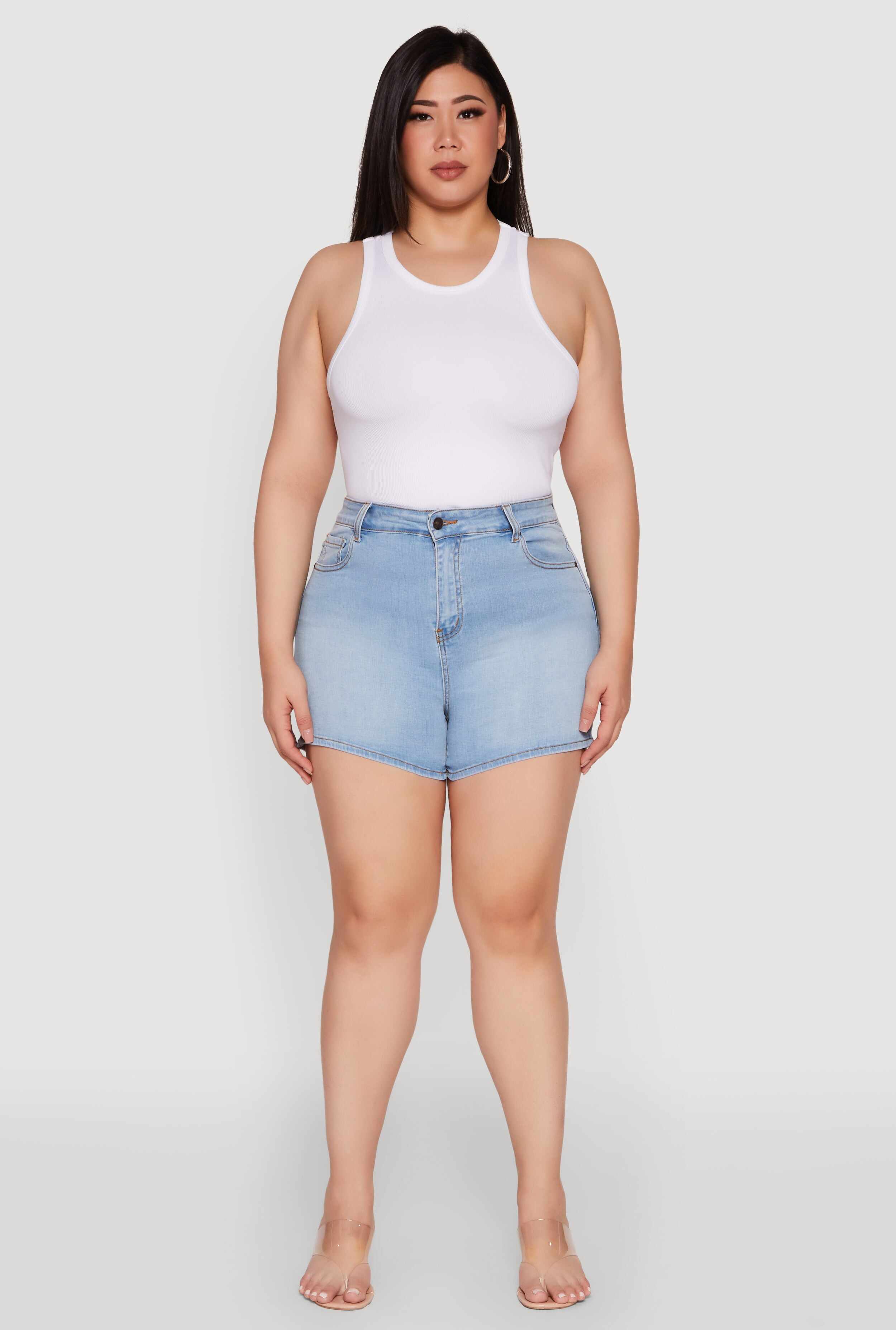 Plus Size WAX Basic Denim Shorts with Stretch