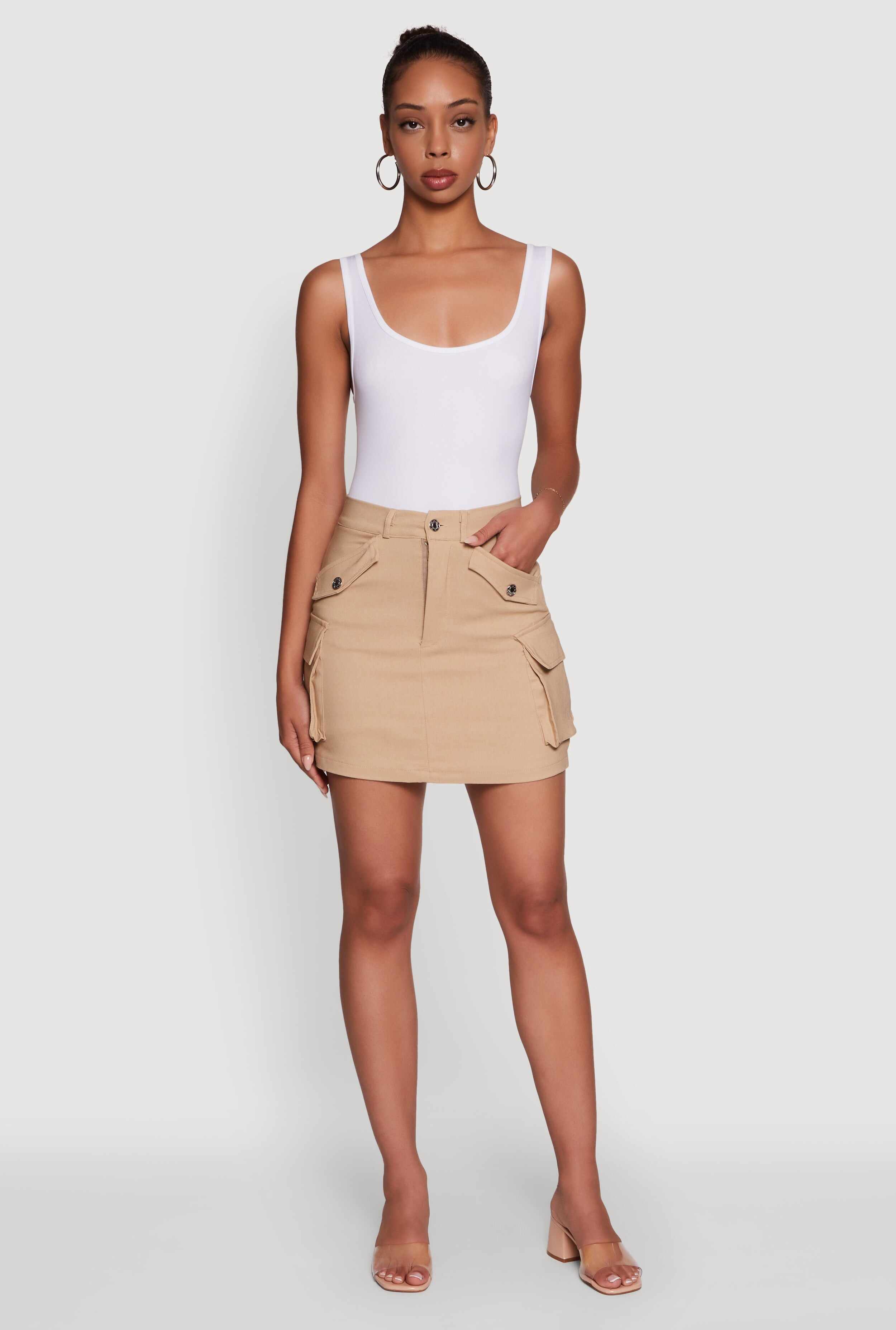 Trendy Flap Detail Cargo Pocket Skirt