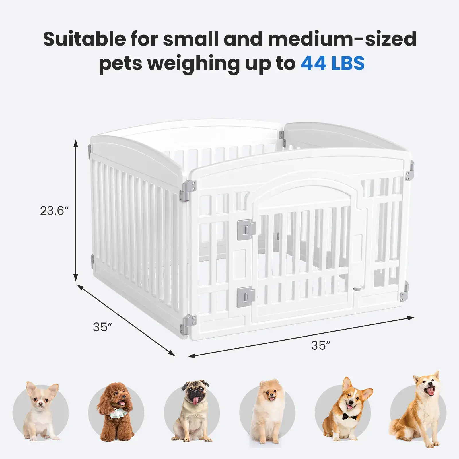 【Deals for You Days】Plastic Pet Playpen - Portable Puppy Fence, Durable Puppy Exercise Pen with Lockable Playpen Gate, Non-Slip Bottom, for Indoor & Outdoor Use, Playpen Gate Playpens