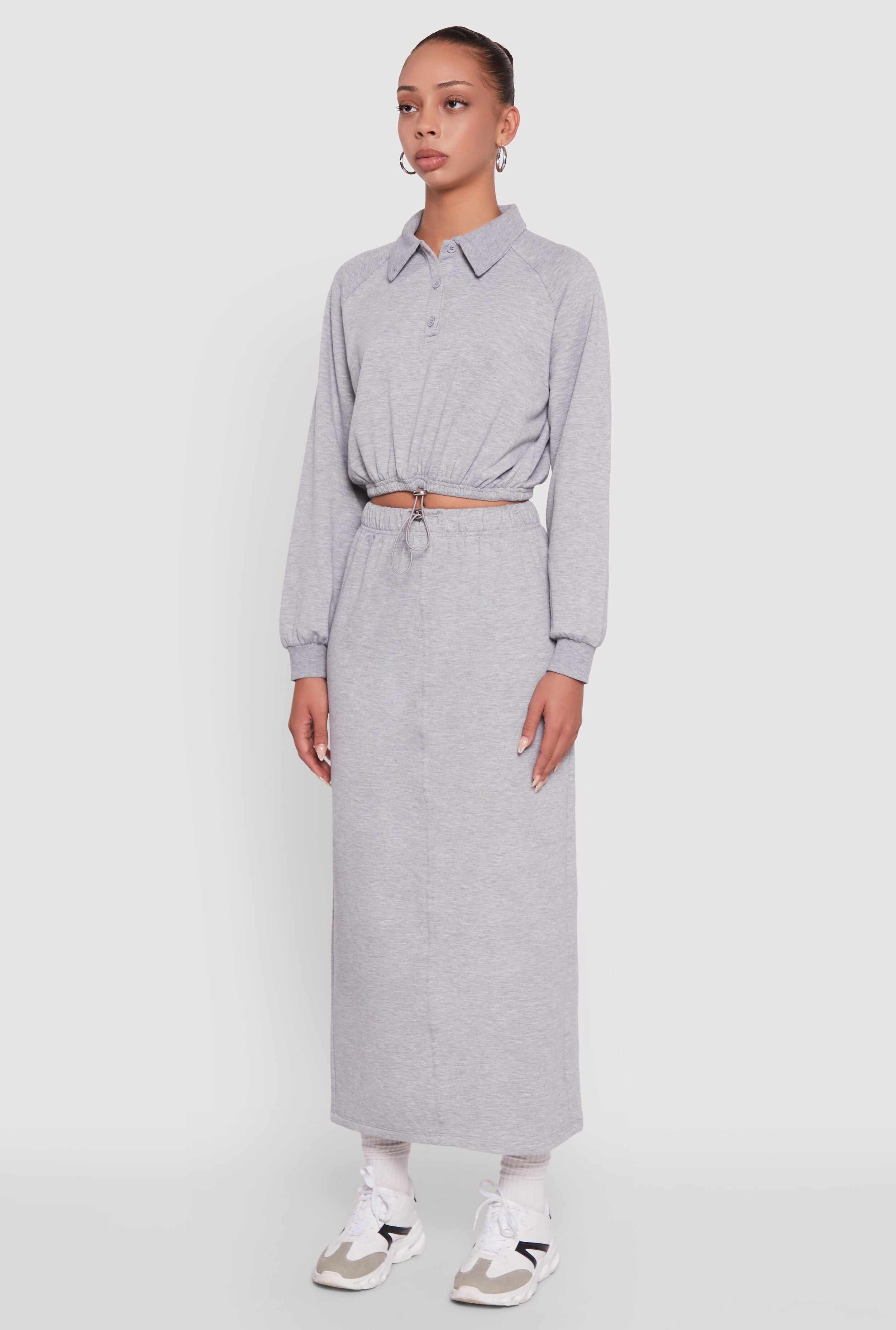 Collared Fleece Cropped Pullover Sweatshirt
