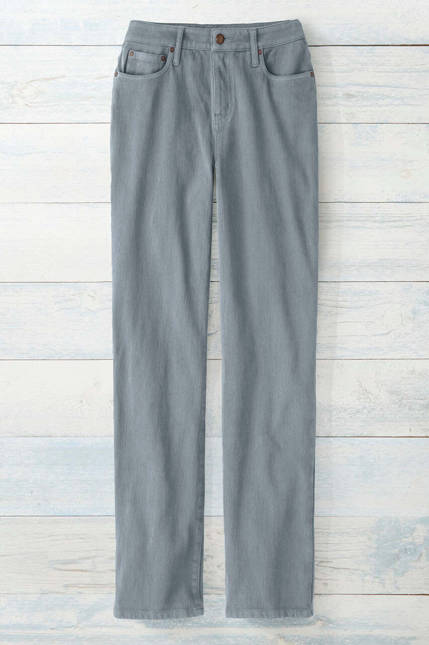Knit Denim High Rise Straight-Leg Jeans