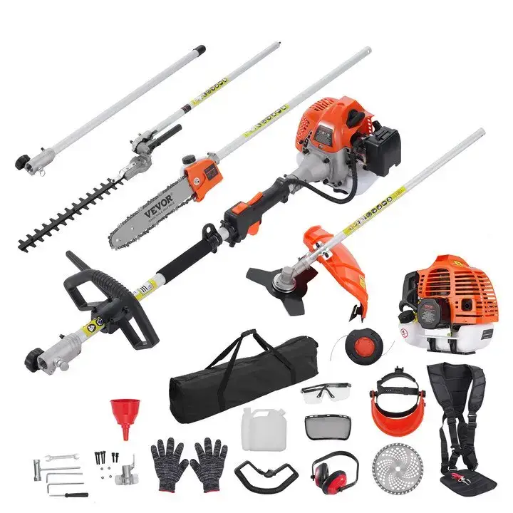 52CC 6-in-1 Multi-Functional Trimming Tools with Gas Hedge Trimmer, Summervibes,Summervibes, Weed Eater, String Trimmer, Brush Cutter, Edger & Pole Saw Chainsaw Pruner Whacker Shoulder VEVOR Super Brand Day