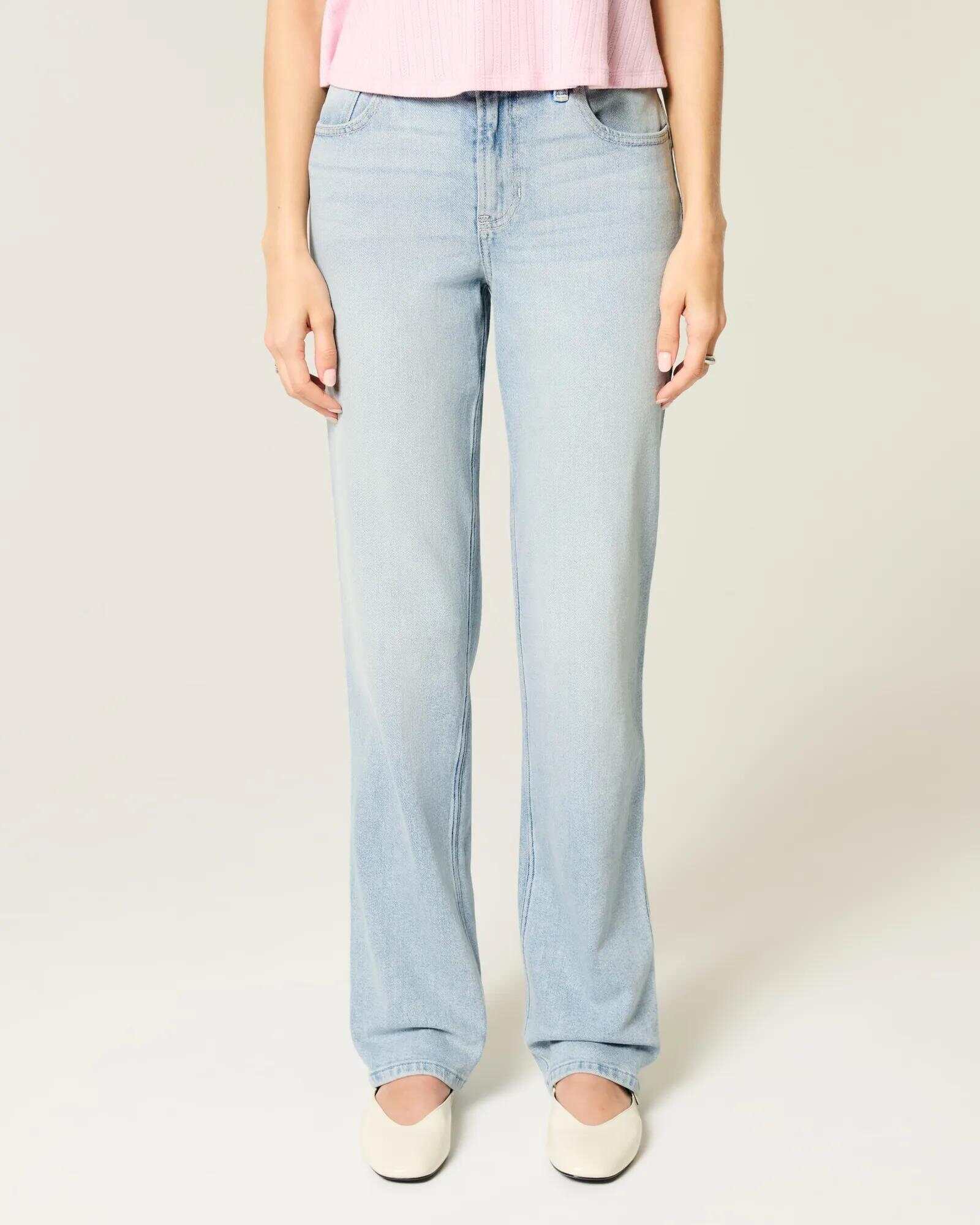 High-Rise Washed Black Straight Jeans