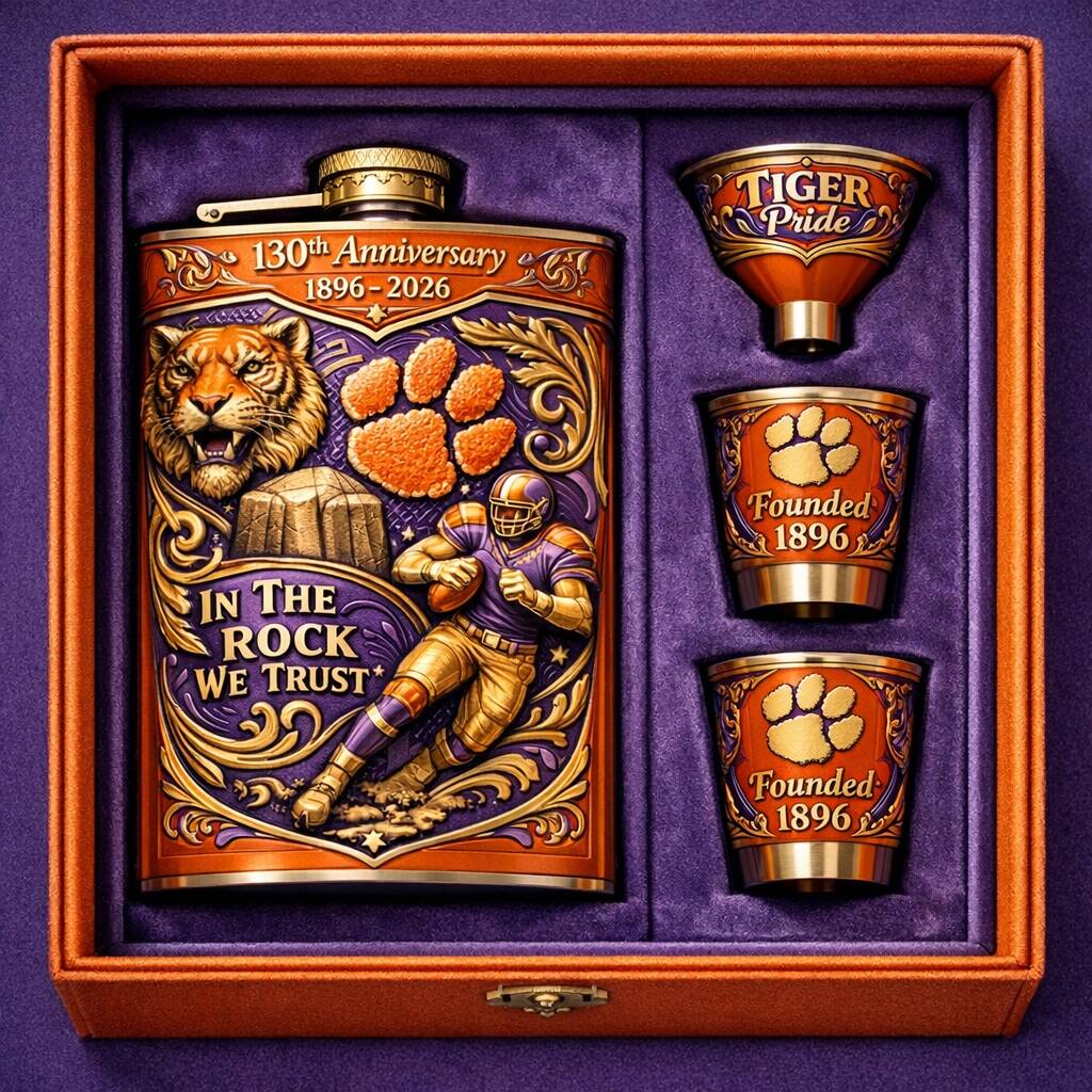 Clemson Tigers 130th Anniversary Flask Gift Set