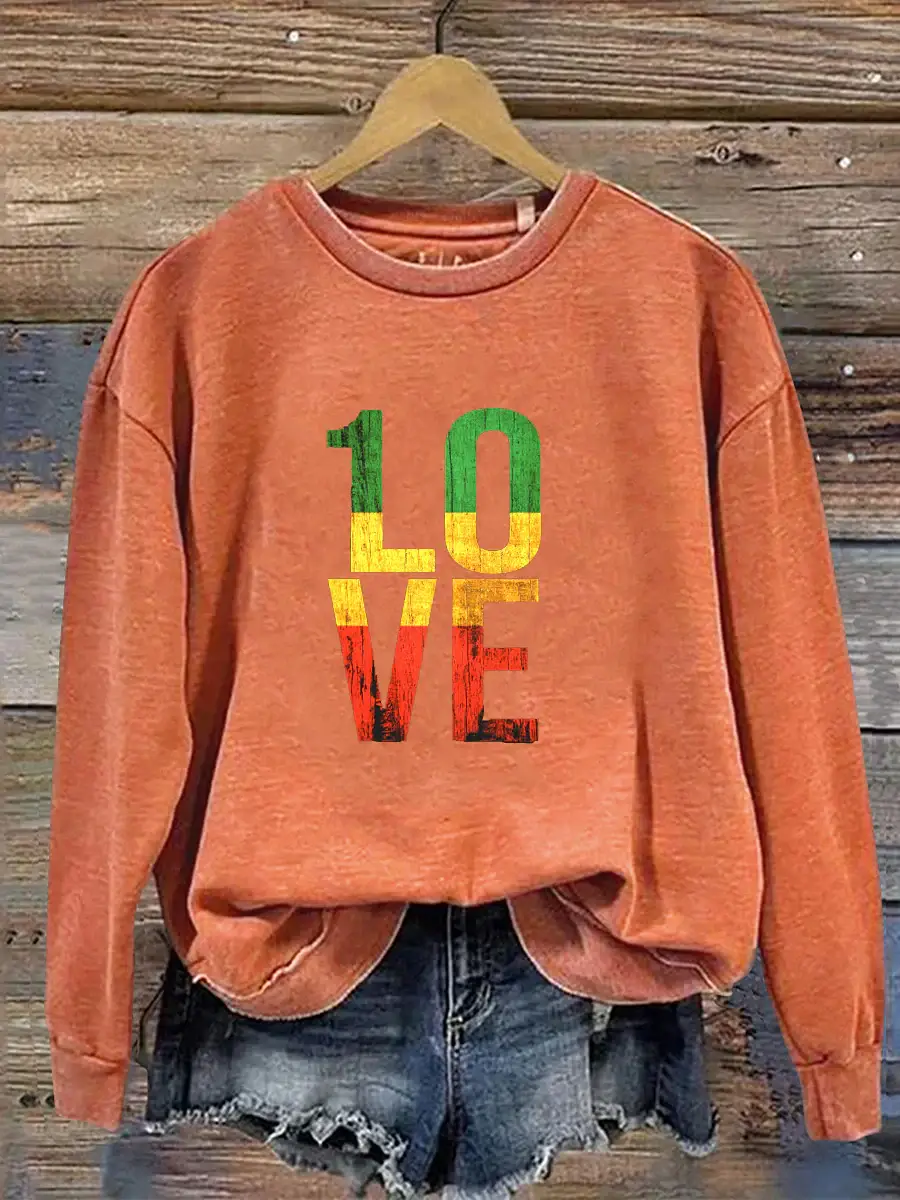 One Love Retro Reggae  Casual  Sweatshirt