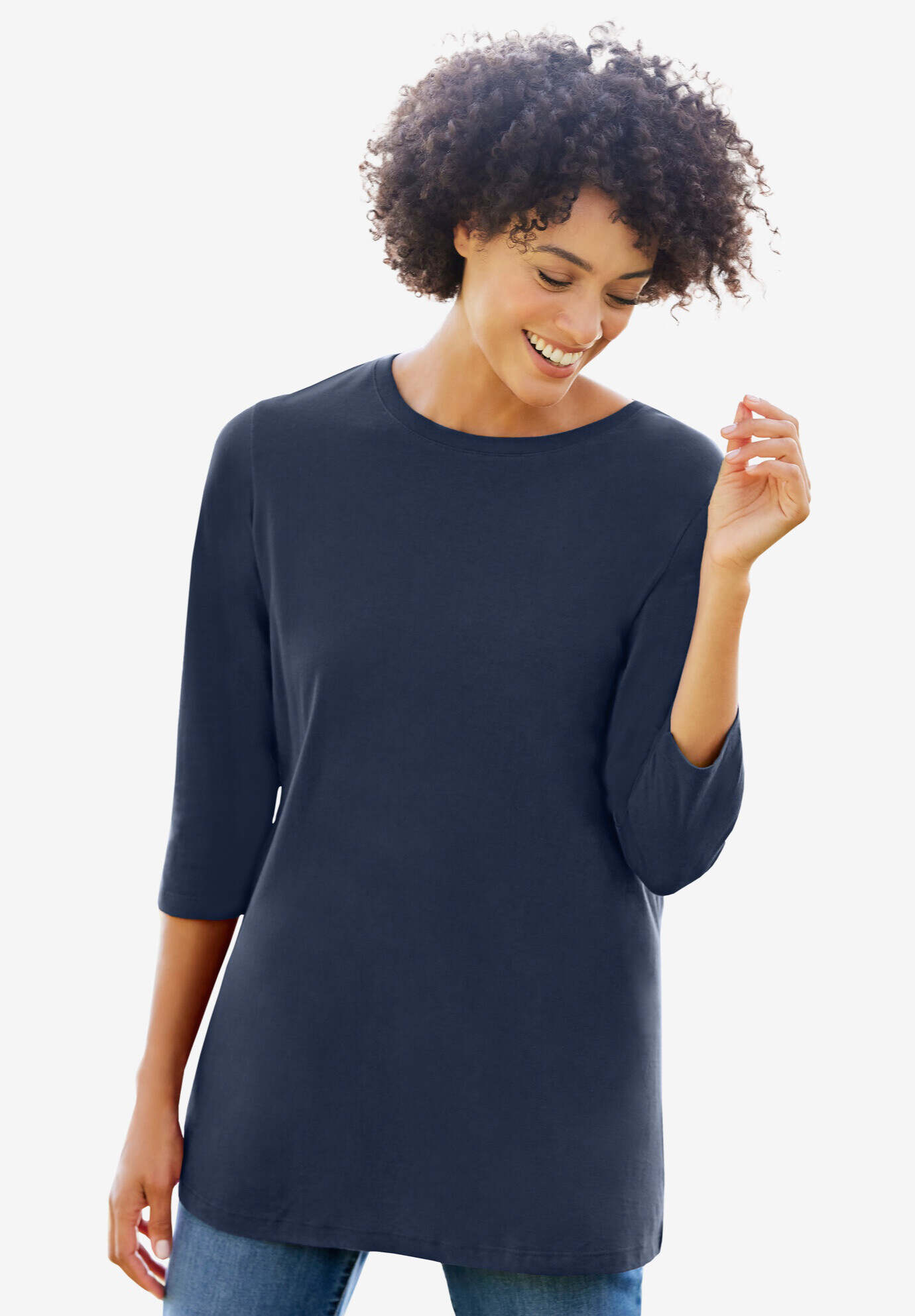 Perfect Three-Quarter Sleeve Crewneck Tee