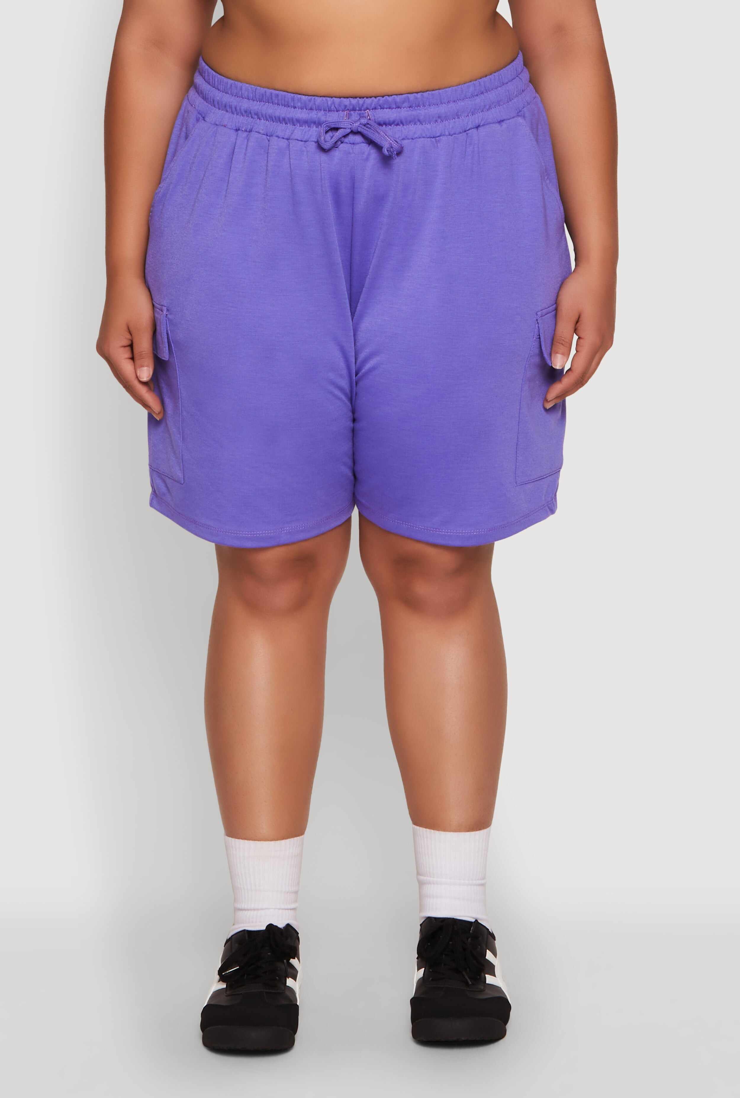 Plus Size Drawstring Cargo Sweatshorts