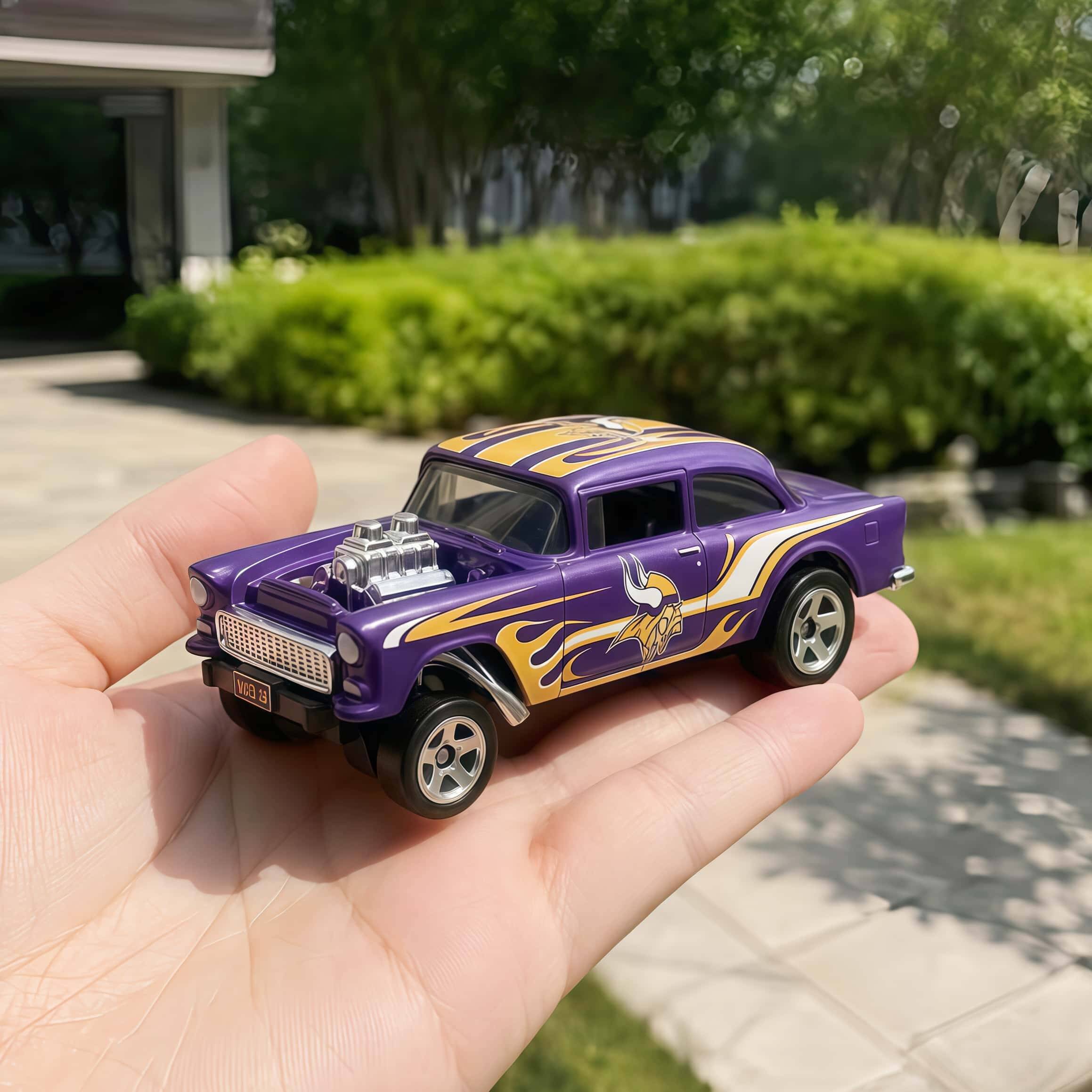 Hot Wheels Minnesota Vikings 65th Anniversary '55 Chevy Bel Air Gasser