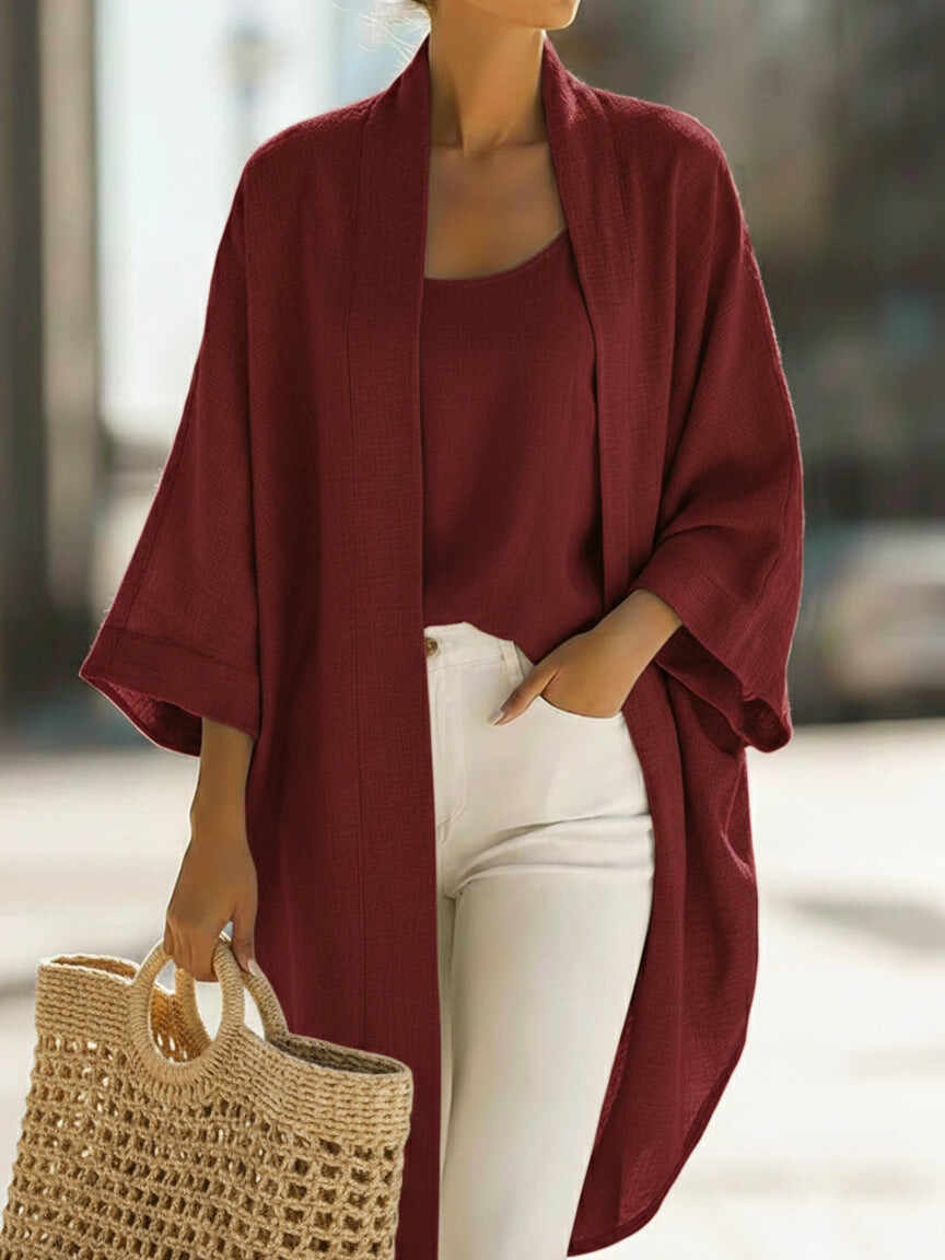 🔥Summer Arrivals🌟Cozy Minimalist Loose Cardigan And Vest Linen Set