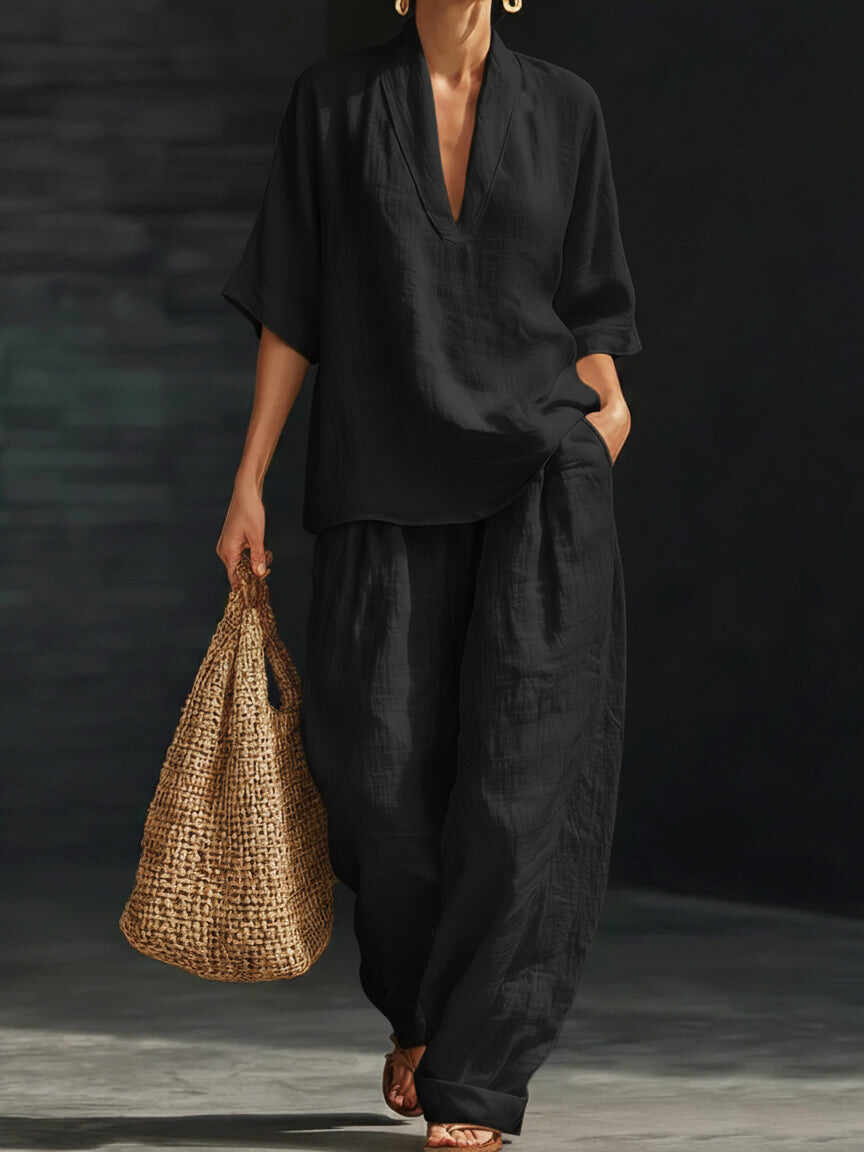 🔥Summer Arrivals🌟Casual And Cozy Minimalist Linen Two-piece Set