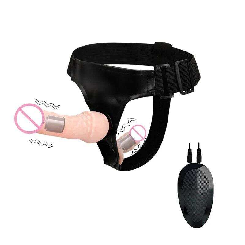 Double Penis Realistic Dildo Vibrator: Ultra Elastic Strap-On Harness for Women - Adult Sex Toy for Lesbians