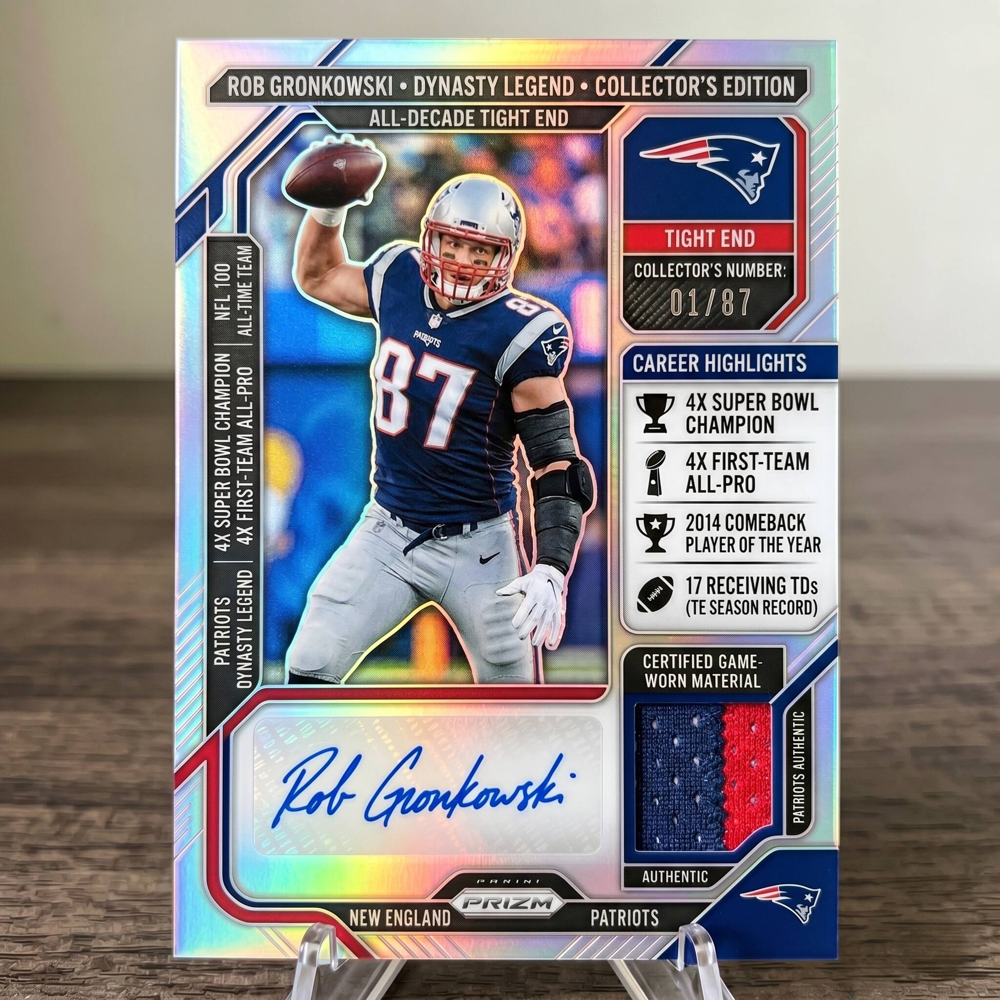 Patriots Dynasty Auto Patch Prizm Card Set - Brady & Gronkowski 🏈