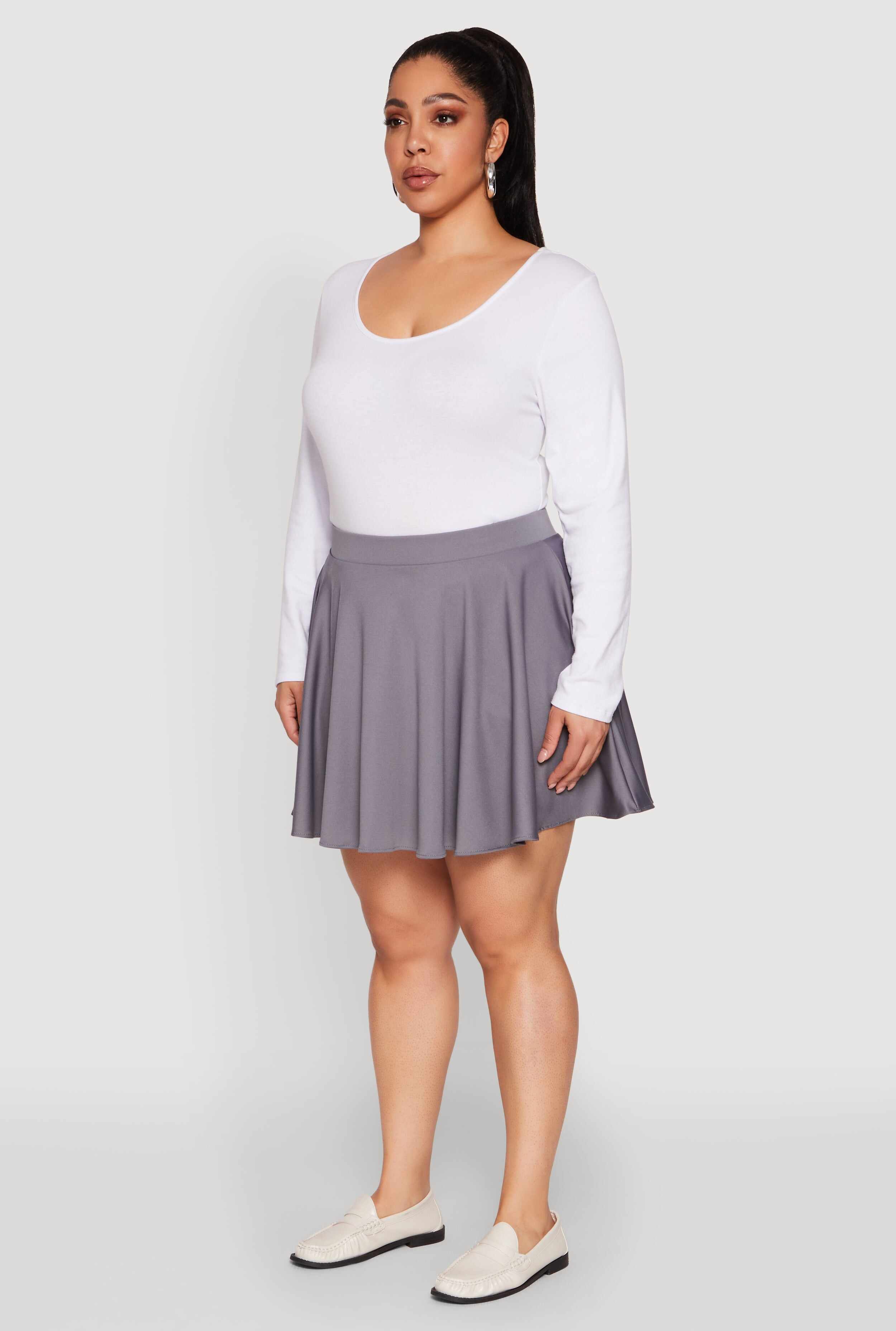 Plus Size High Waisted Circle Skort