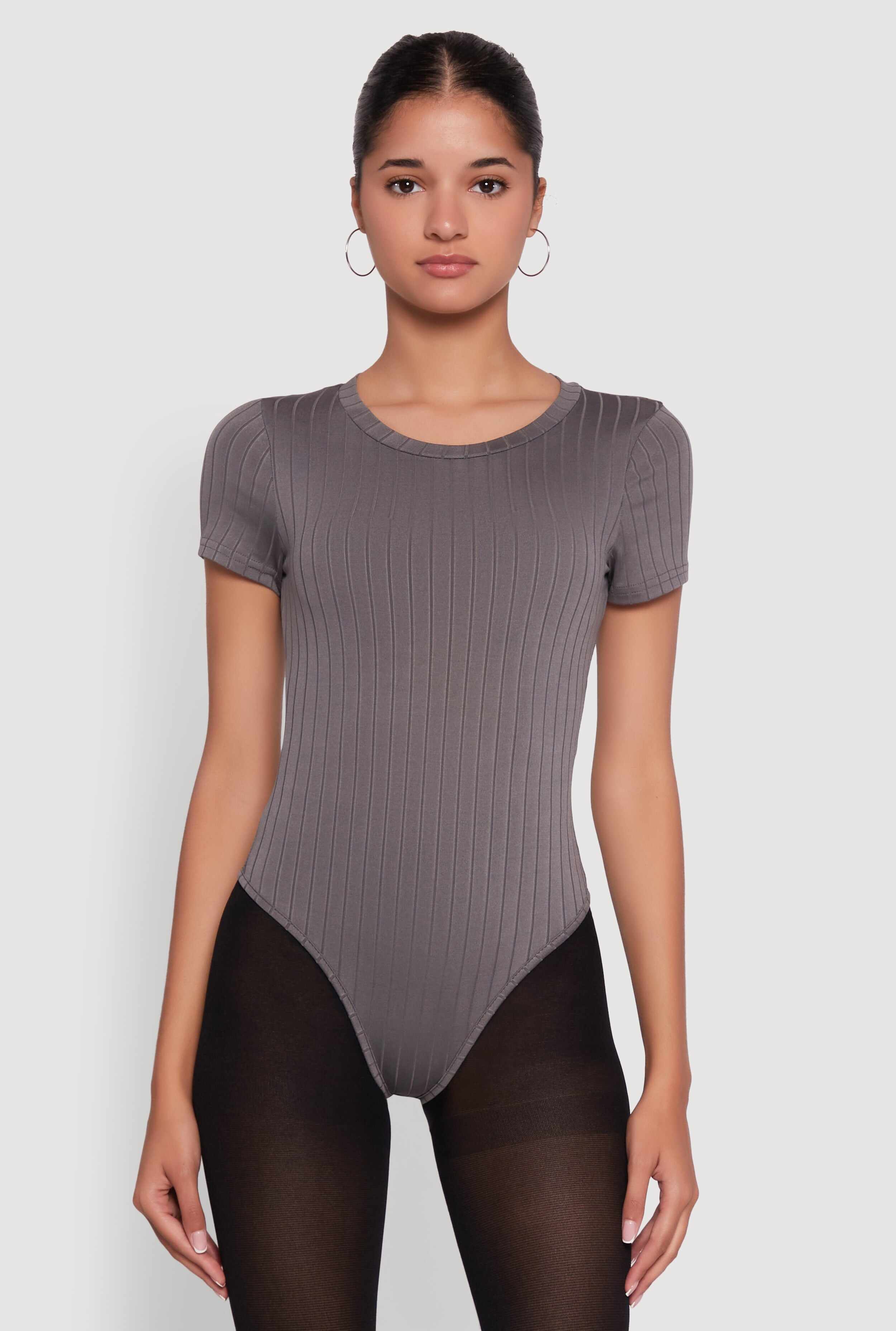 Daisy Rib Knit Short Sleeve Crew Neck Bodysuit