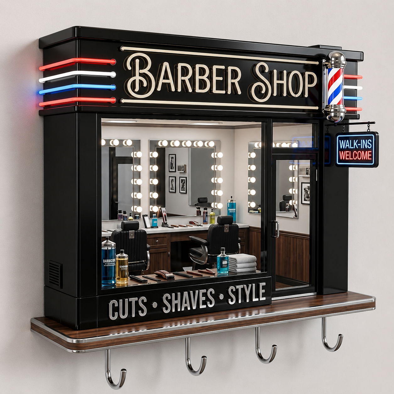 Barbershop-themed light-up key holder