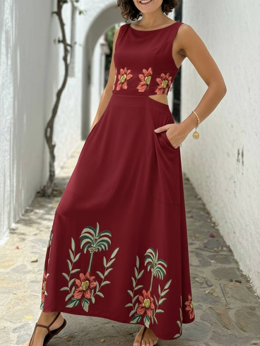 🔥Summer Arrivals🌟Island Floral Print Vest And Skirt Stretch Two-piece Set
