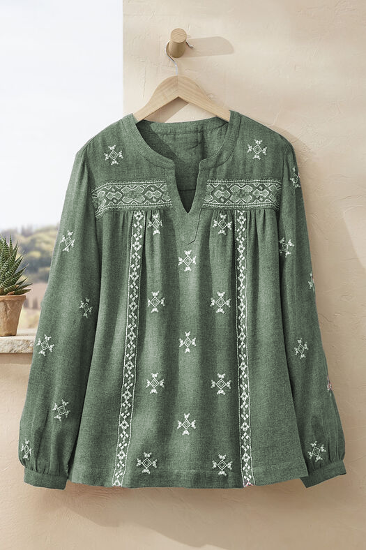 Luna Vista Geometric embroidery Blouse