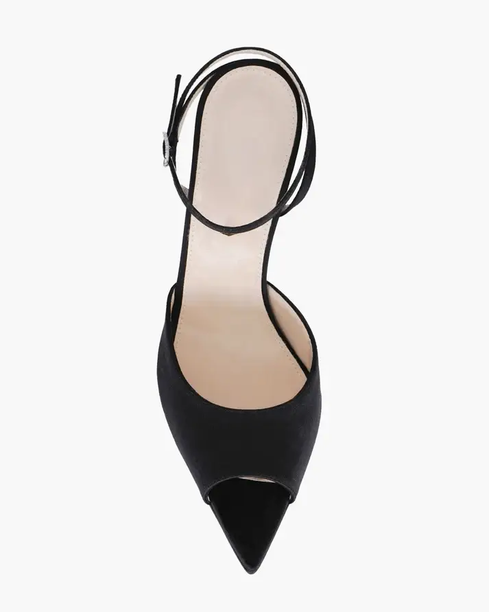 Luxury Satin Wedge Sandal with Crystal Buckle