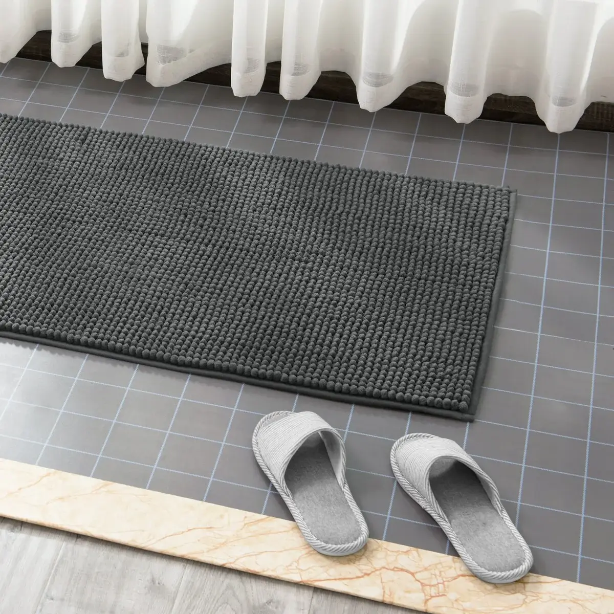 Subrtex Luxury Chenille Bath Rugs Soft Bathroom Mats