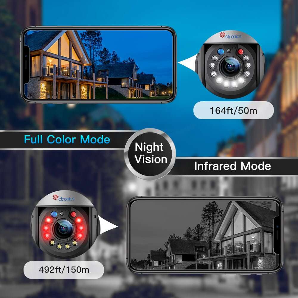 30X Optical Zoom 5MP WiFi PTZ Surveillance Camera with  Audible  Light Alarm and 50m Color Night Vision