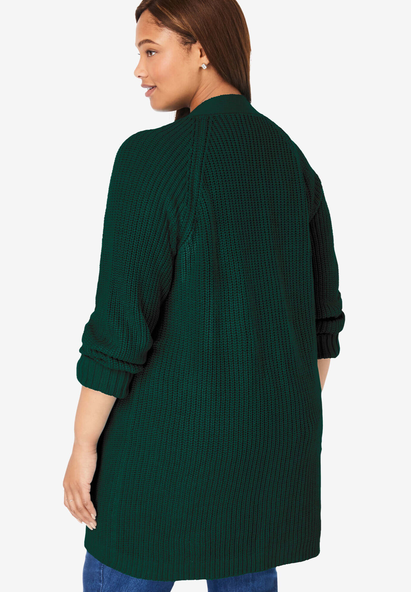Button-Front Shaker Cardigan