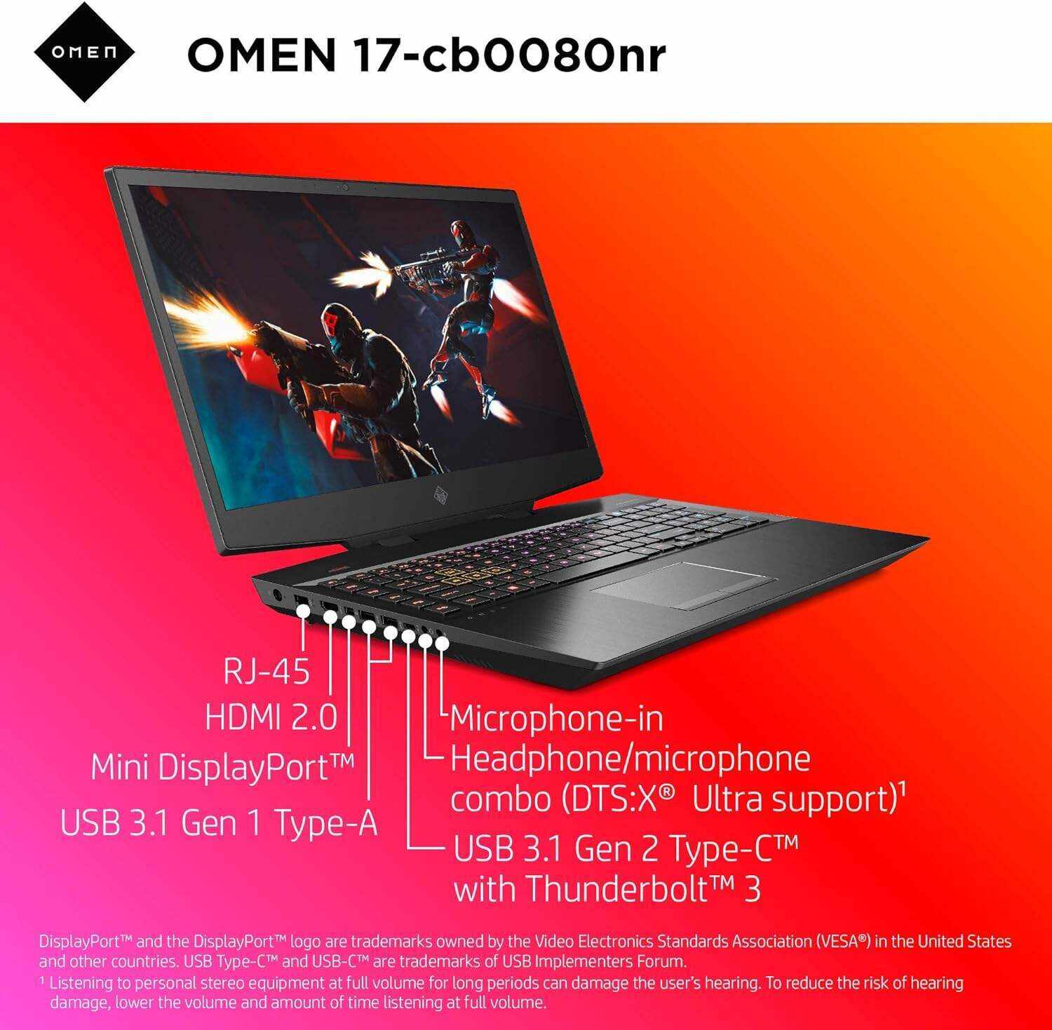 OMEN by HP 2019 17-Inch Gaming Laptop, Intel i7-9750H, NVIDIA GeForce RTX 2070 (8 GB), 16 GB RAM, 512 GB Solid-State Drive, VR Ready, Windows 10 Home (17-cb0080nr, Shadow Black)