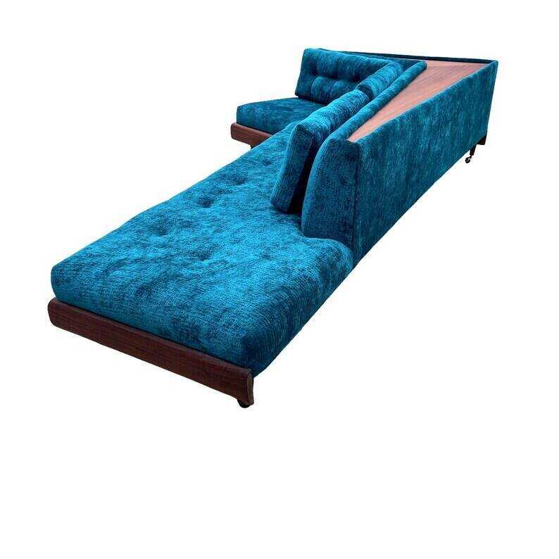 Vintage Re-Upholstered Mid-Century Boomerang Sofa Craft Associates Teal