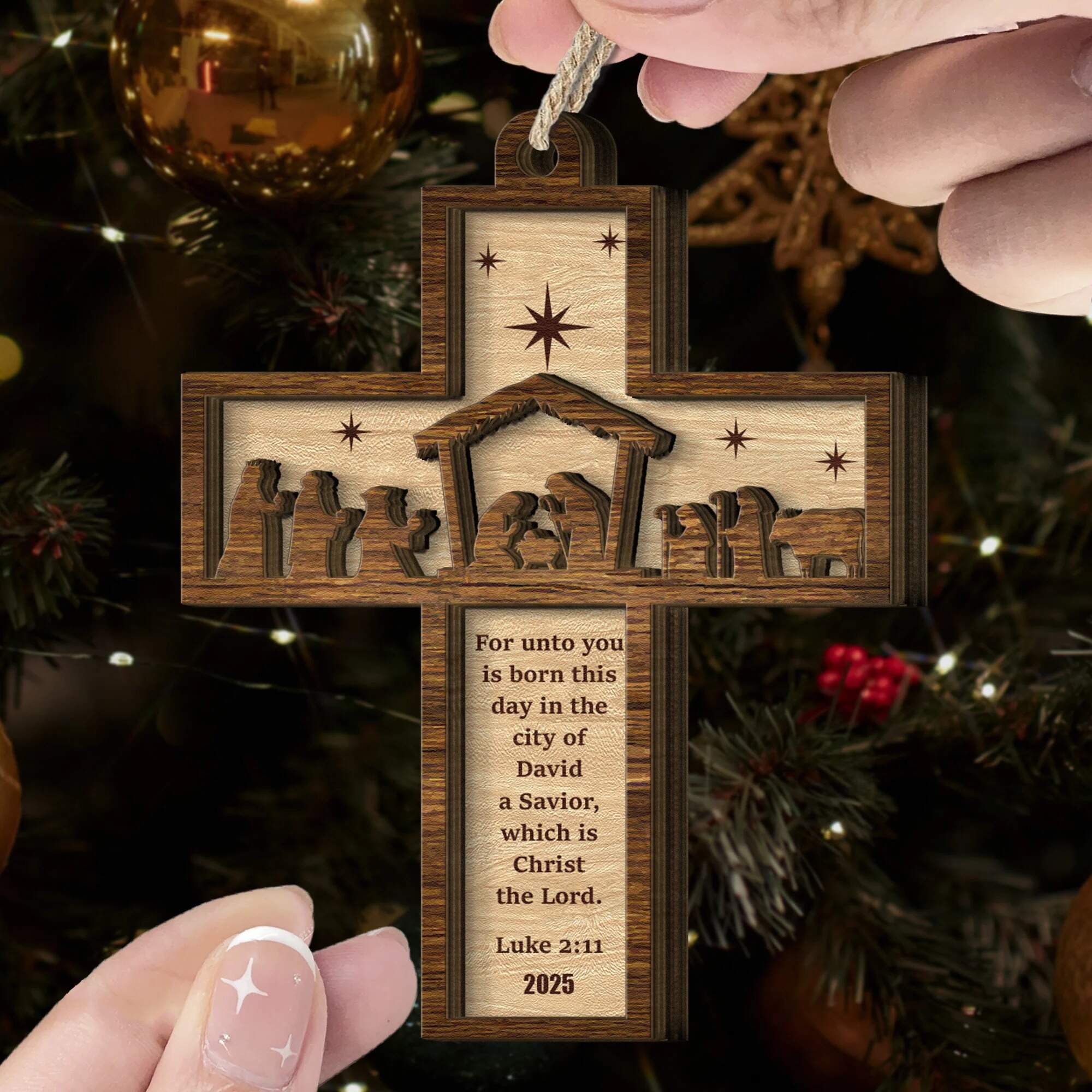Nativity Cross Ornament 2025