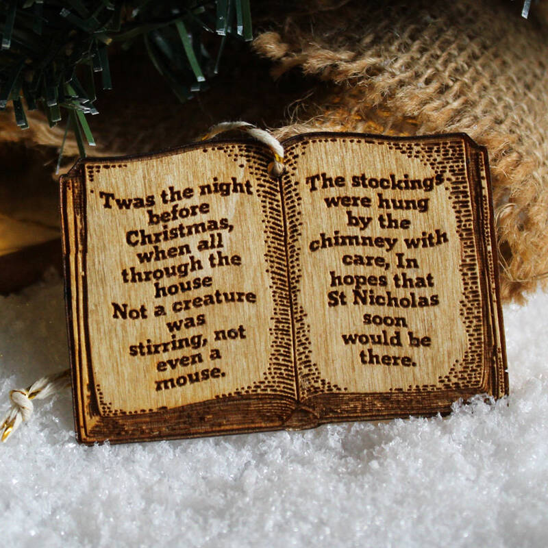 Night Before Christmas Bauble Book Vintage Poem Ornament